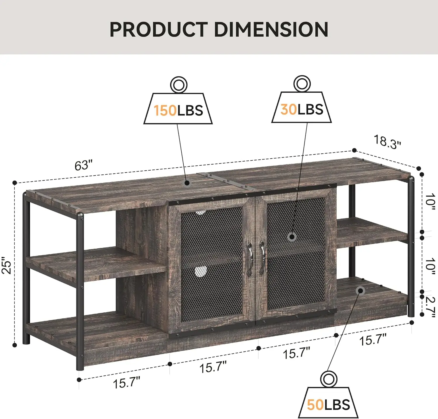 Farmhouse TV Stand for 65/75 Inches TV with Storage Cabinet and Mesh Doors TV Media Console Cabinet Living Room Table Furniture