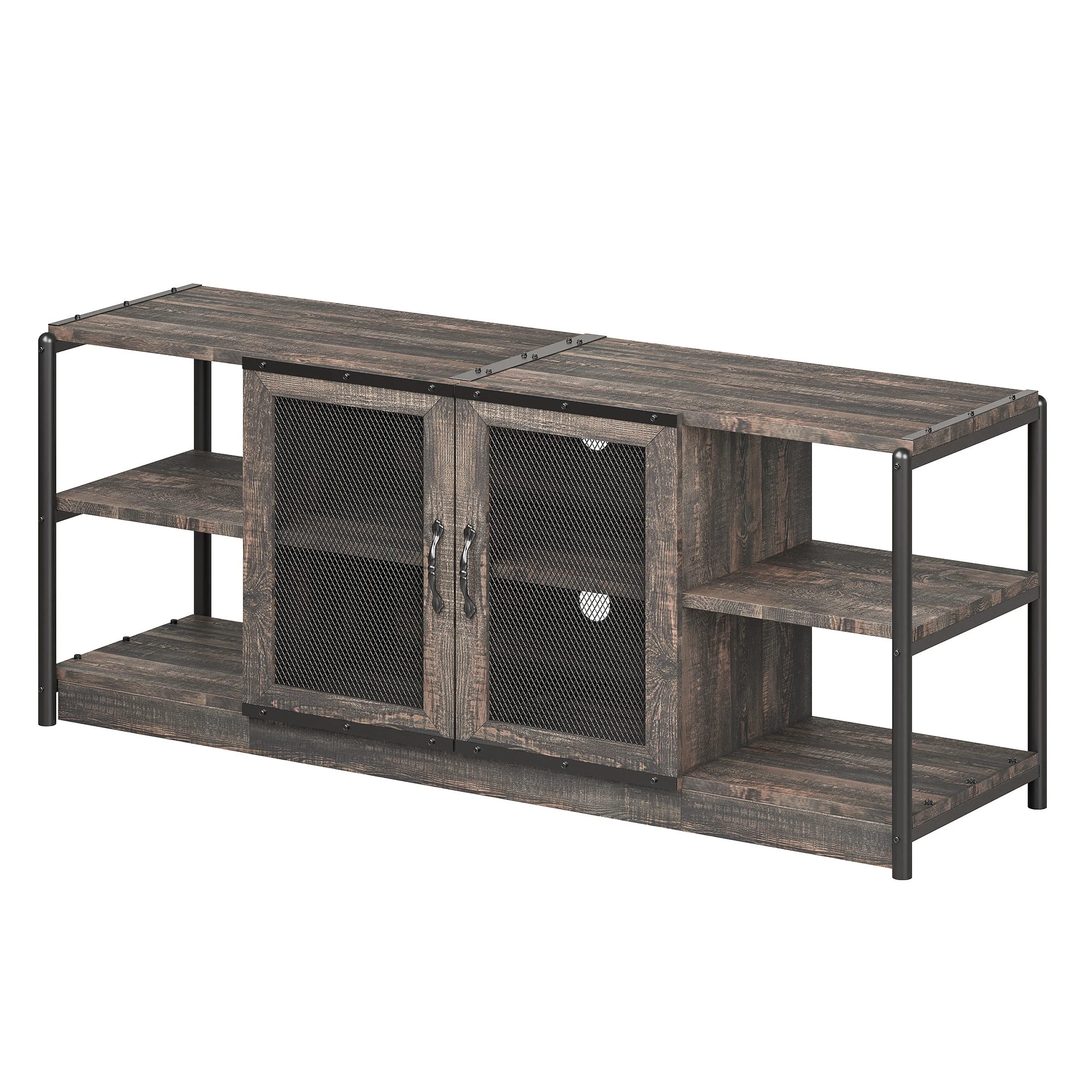Farmhouse TV Stand for 65/75 Inches TV with Storage Cabinet and Mesh Doors TV Media Console Cabinet Living Room Table Furniture