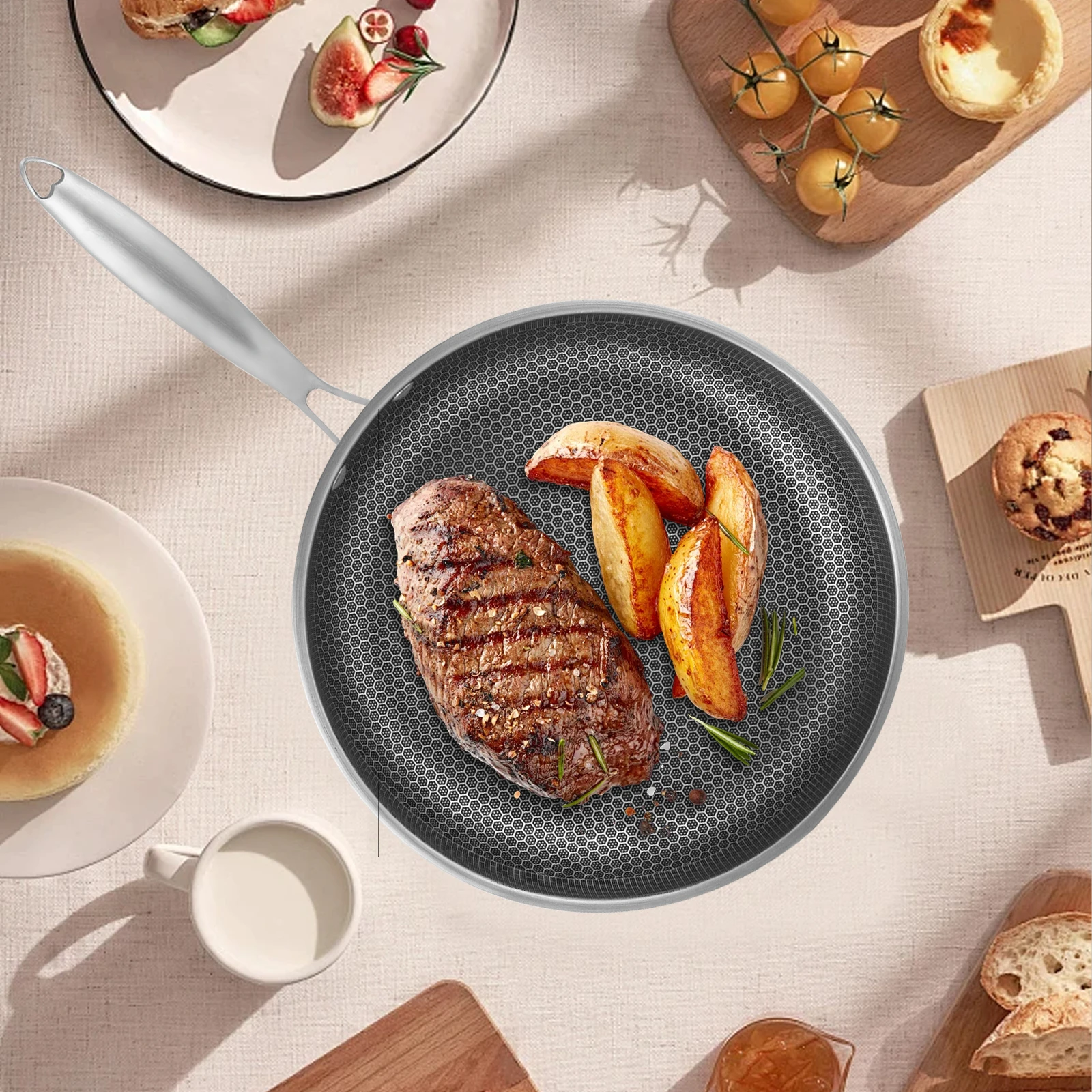 Lightweight Pan Wear-Resistant Wok Non-Stick Pan Easy to Clean Safe Handle for Gas Stoves Ceramic Stoves