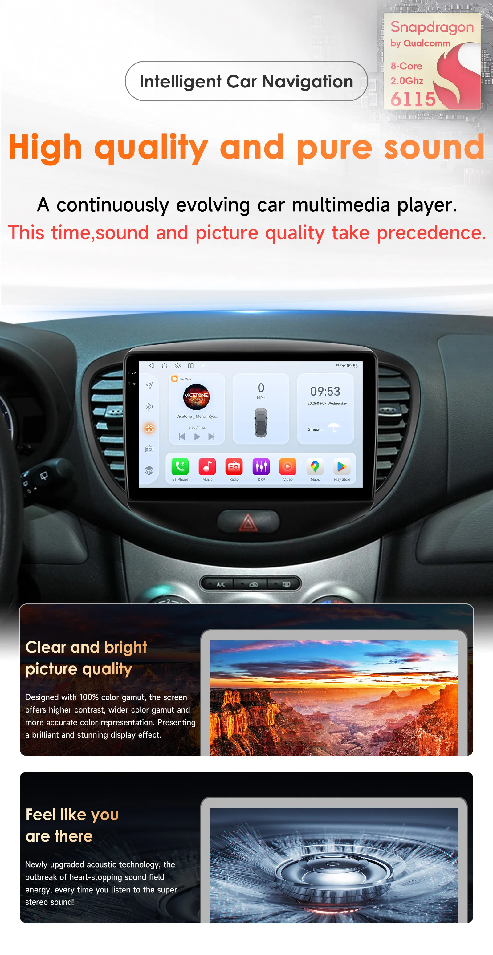 Hizpo 9" 4G Car Radio For Hyundai Grand i10 2007 - 2013 Multimedia GPS 2din Stereo Touch Sreen Wireless CarPlay Android Auto