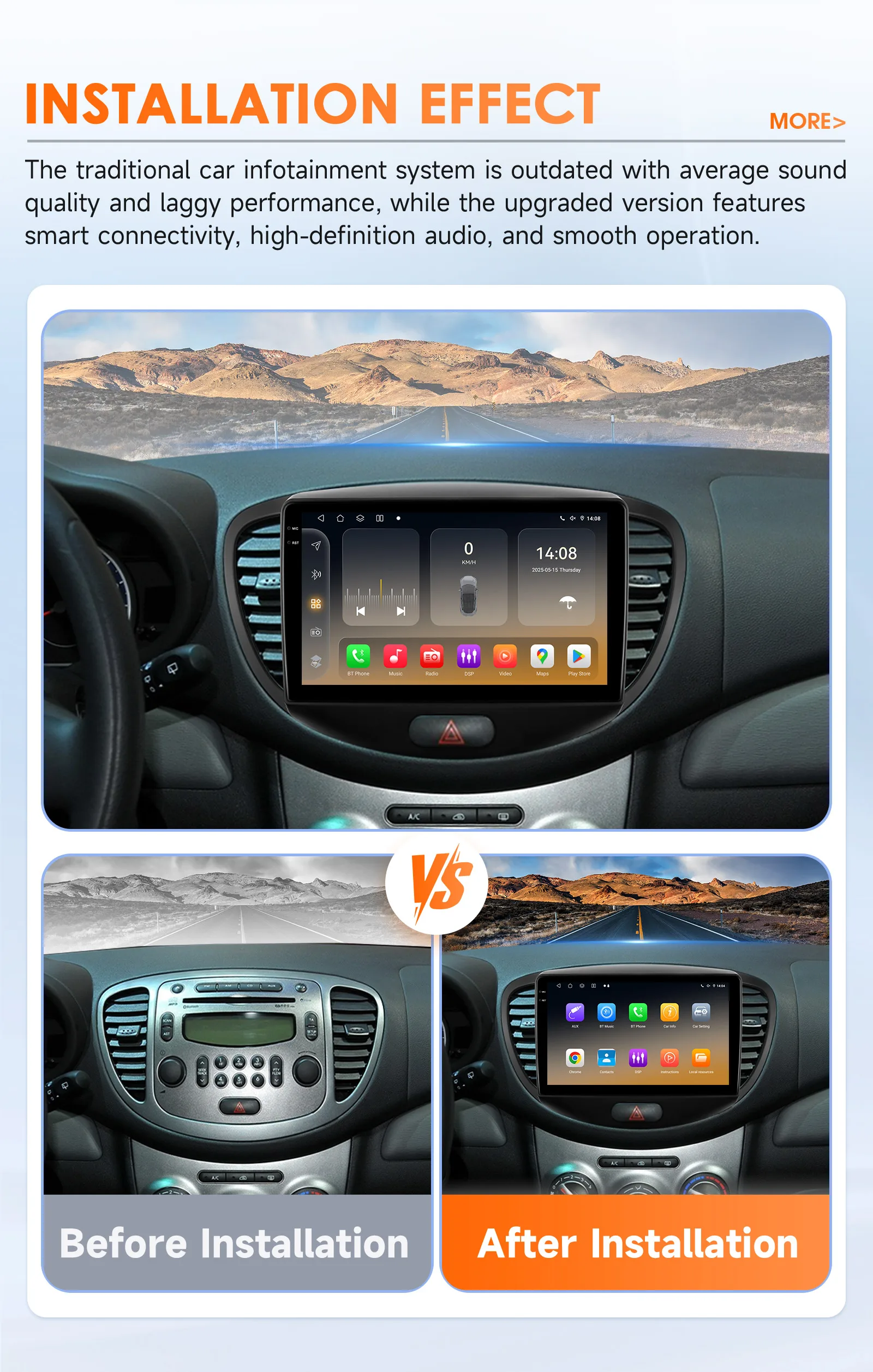 Hizpo 9" 4G Car Radio For Hyundai Grand i10 2007 - 2013 Multimedia GPS 2din Stereo Touch Sreen Wireless CarPlay Android Auto