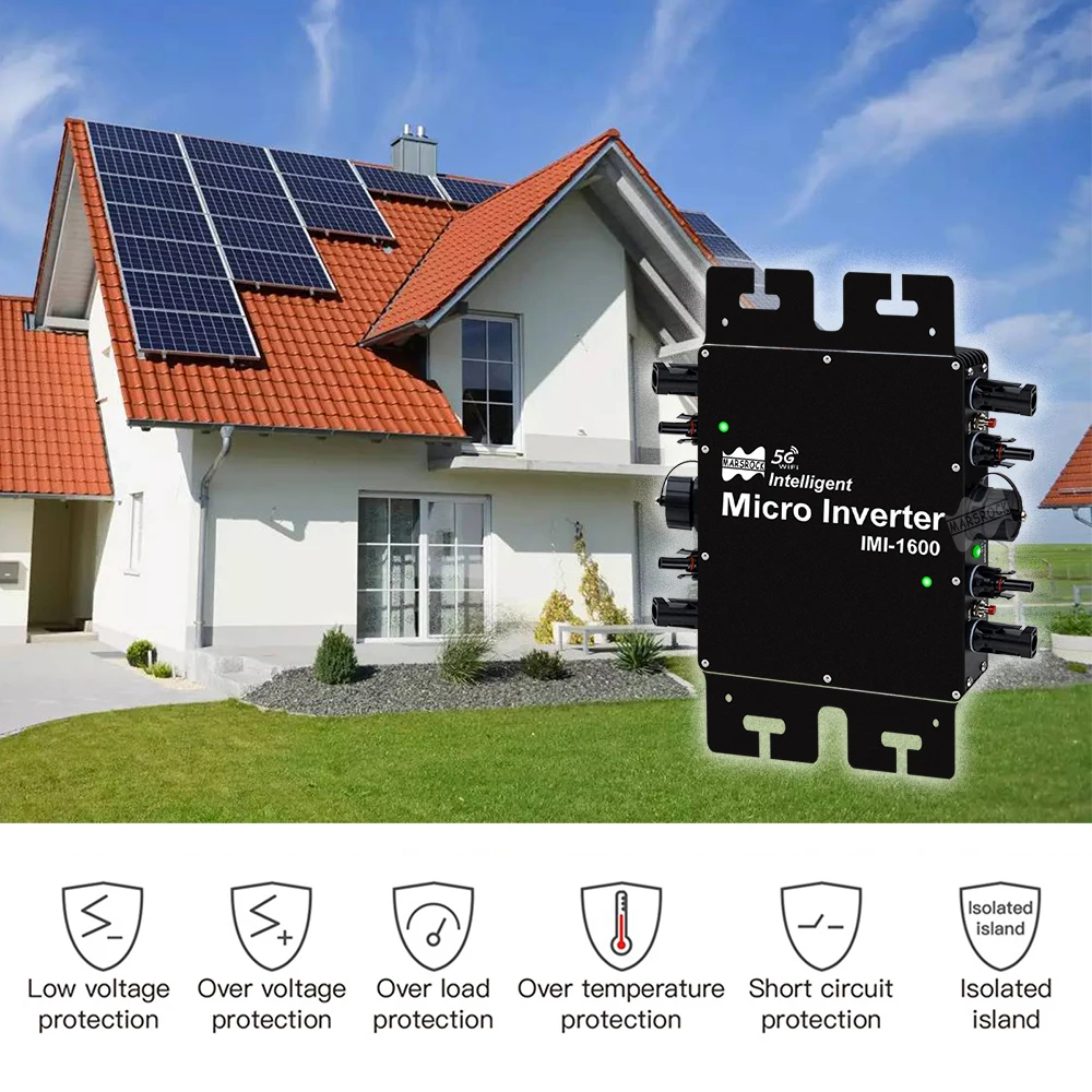 1600W Solar Grid Tie Inverter with Smart WiFi Function DC 22-50V AC for 60/72 Cells Solar PV Grid Tie Micro Inverter