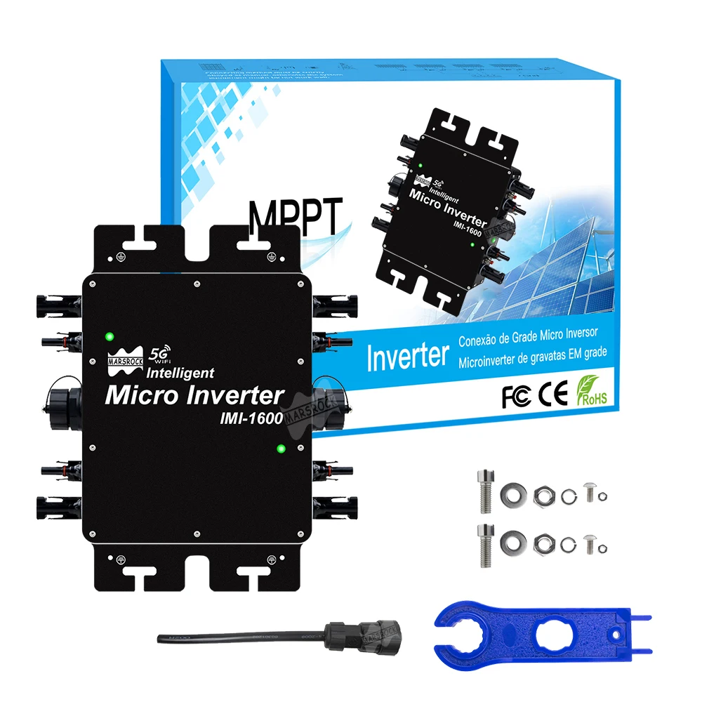 1600W Solar Grid Tie Inverter with Smart WiFi Function DC 22-50V AC for 60/72 Cells Solar PV Grid Tie Micro Inverter