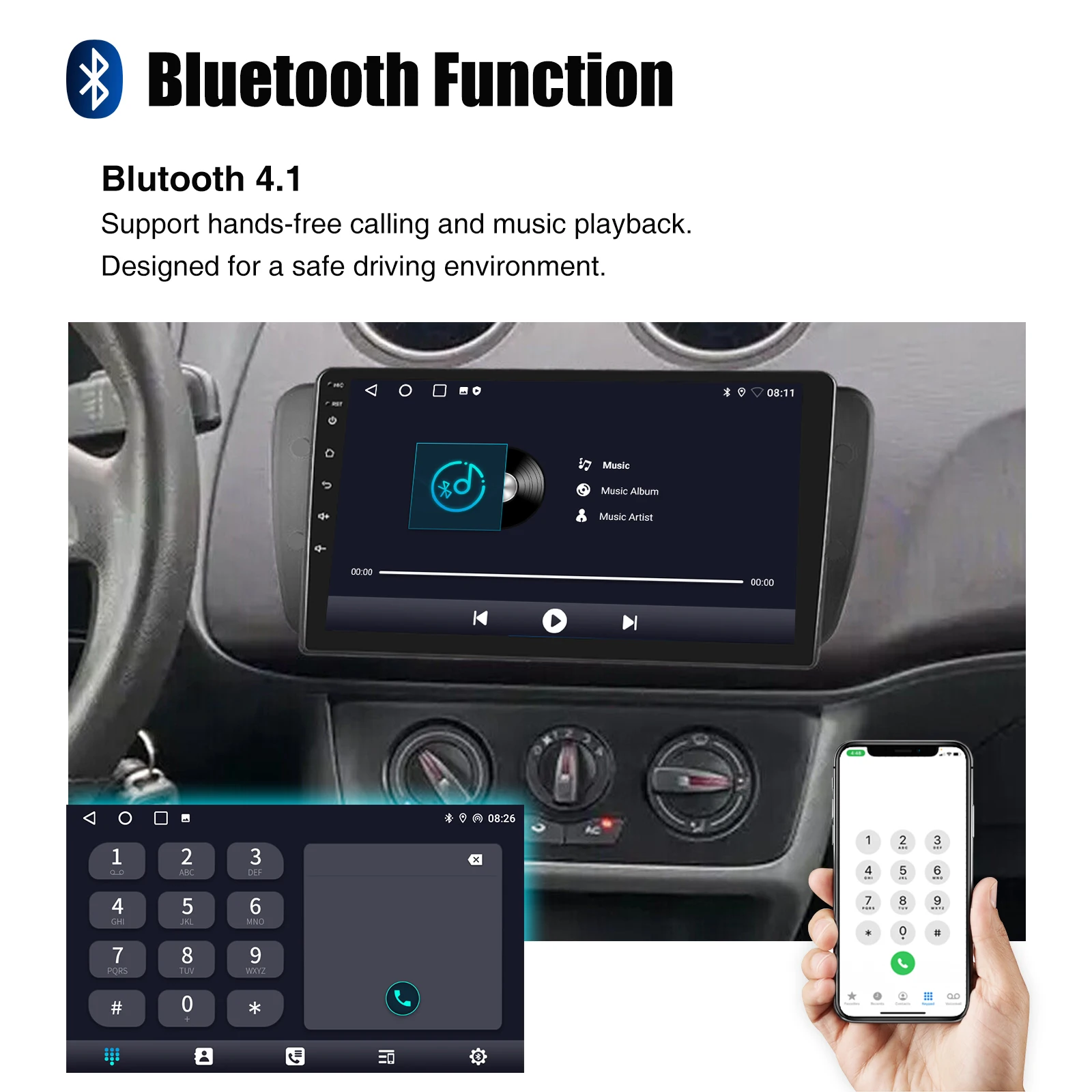 ESSGOO 9inch 32G/64G Android 14 For Seat Ibiza 6J 2009-13 Autoradio GPS Navigtaion BT FM RDS Wifi Wireless Carplay Android Auto