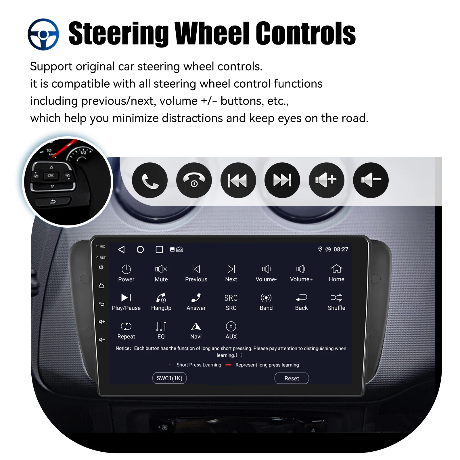 ESSGOO 9inch 32G/64G Android 14 For Seat Ibiza 6J 2009-13 Autoradio GPS Navigtaion BT FM RDS Wifi Wireless Carplay Android Auto