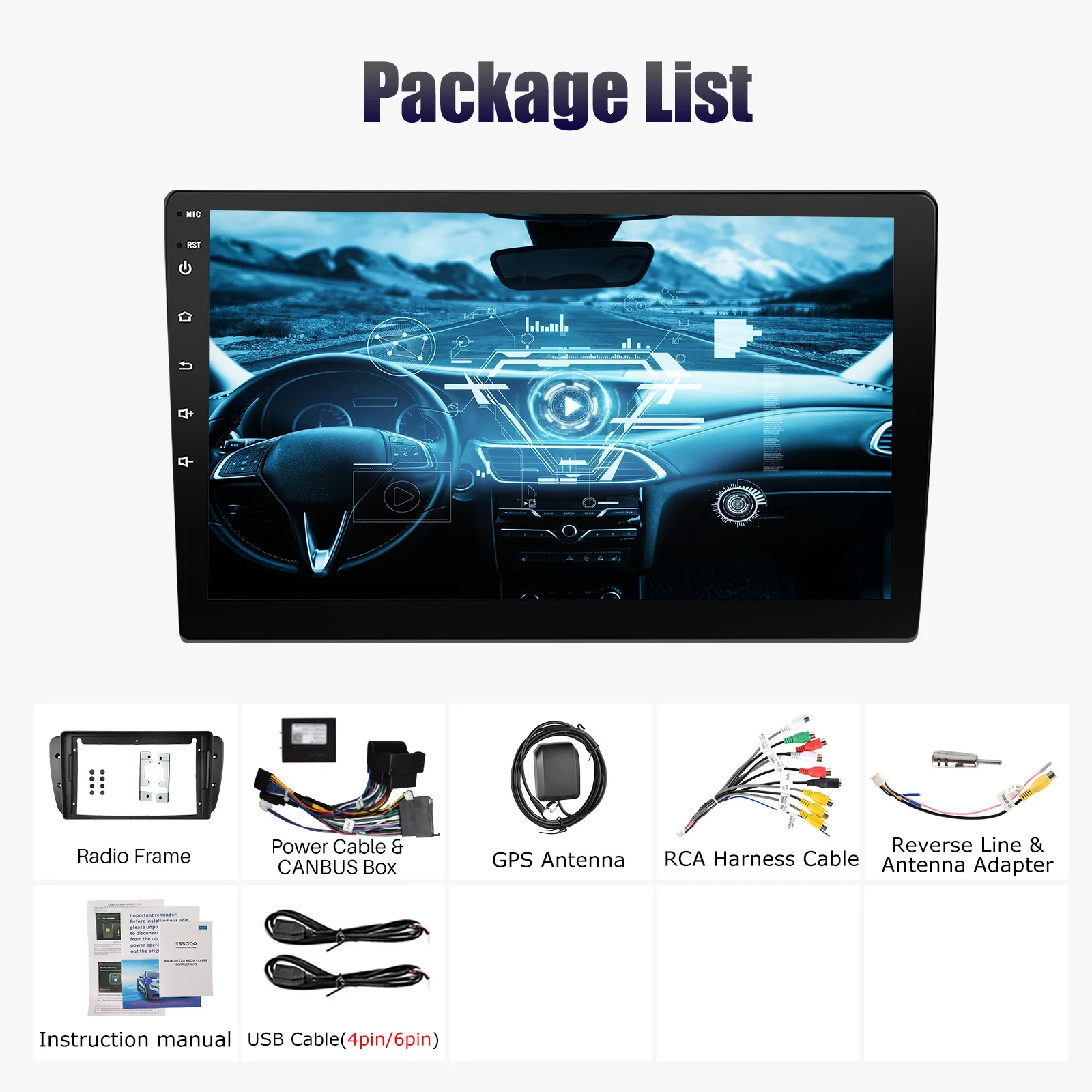 ESSGOO 9inch 32G/64G Android 14 For Seat Ibiza 6J 2009-13 Autoradio GPS Navigtaion BT FM RDS Wifi Wireless Carplay Android Auto