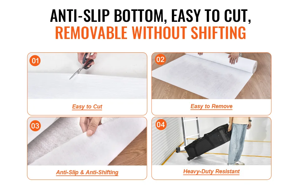 SucceBuy Carpet Protection Film, 39" x 100' Floor and Surface Shield, Easy to Cut Simple Installation, Fiber Fabric Car Mat