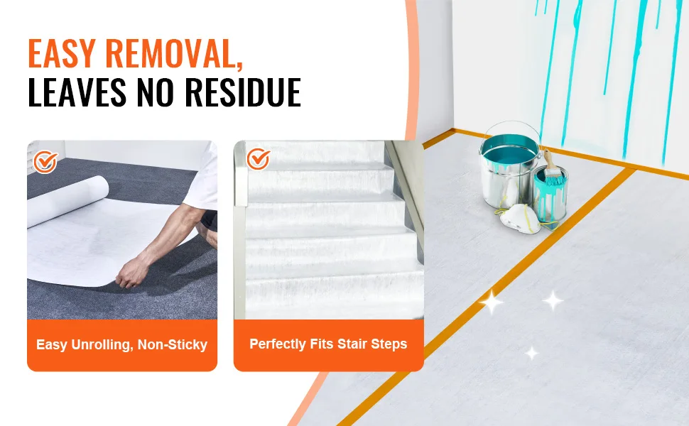 SucceBuy Carpet Protection Film, 39" x 100' Floor and Surface Shield, Easy to Cut Simple Installation, Fiber Fabric Car Mat