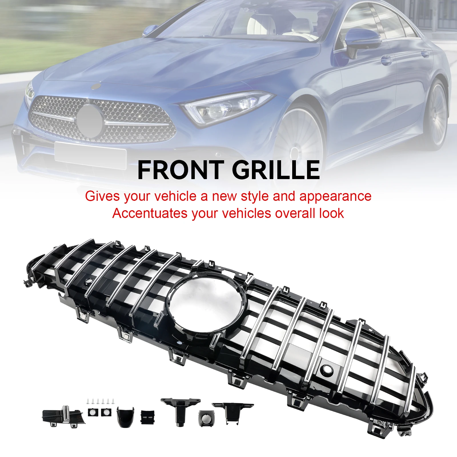 Chrome Front Bumper Grille Grill Fit for Mercedes CLS C257 W257 Coupe 2018-2024