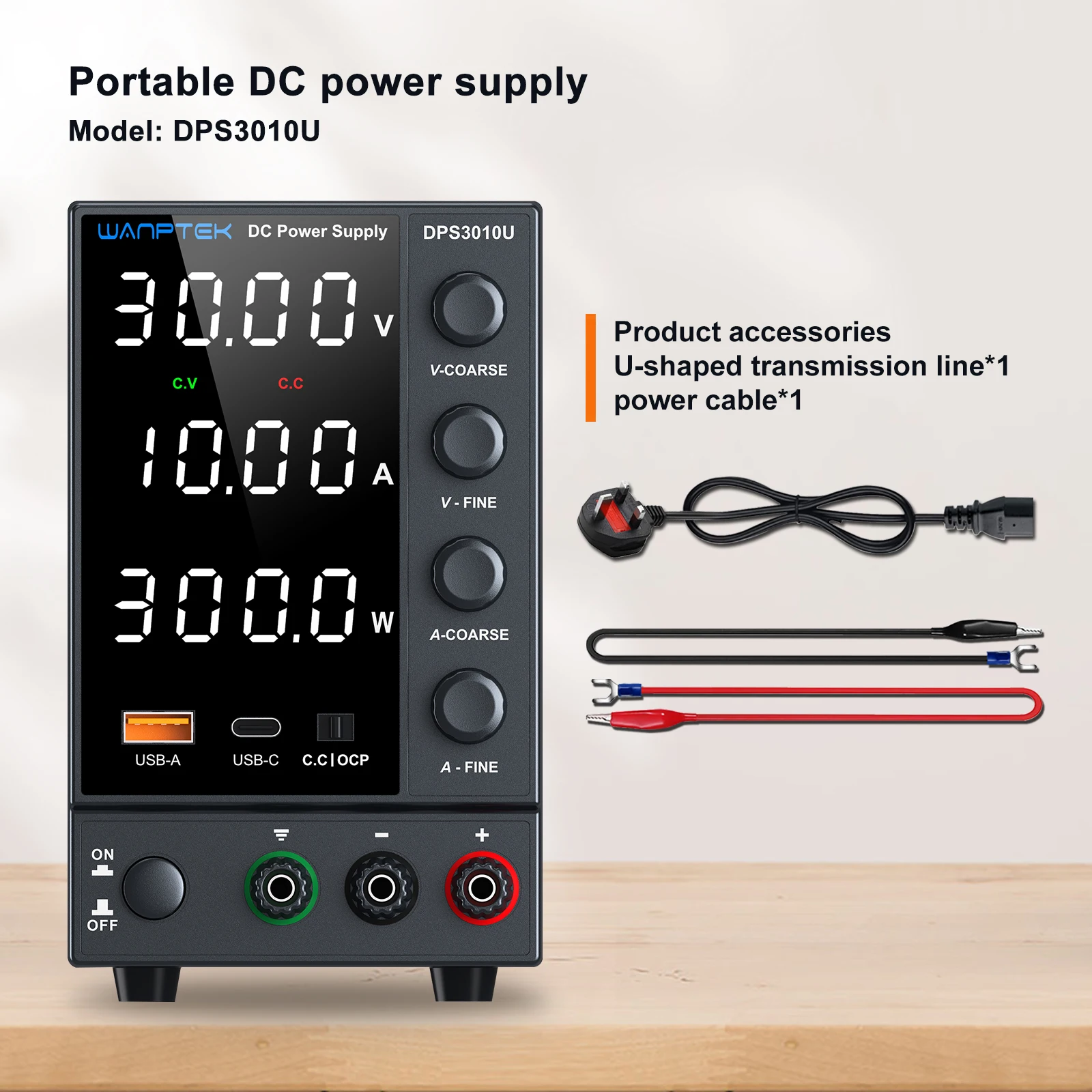 Wanptek Laboratory Power Supply 30V 5A 30V 10A 60V 5A 120V 3A with OCP Four Knobs Coarse Fine Adjustment DC Power Supply
