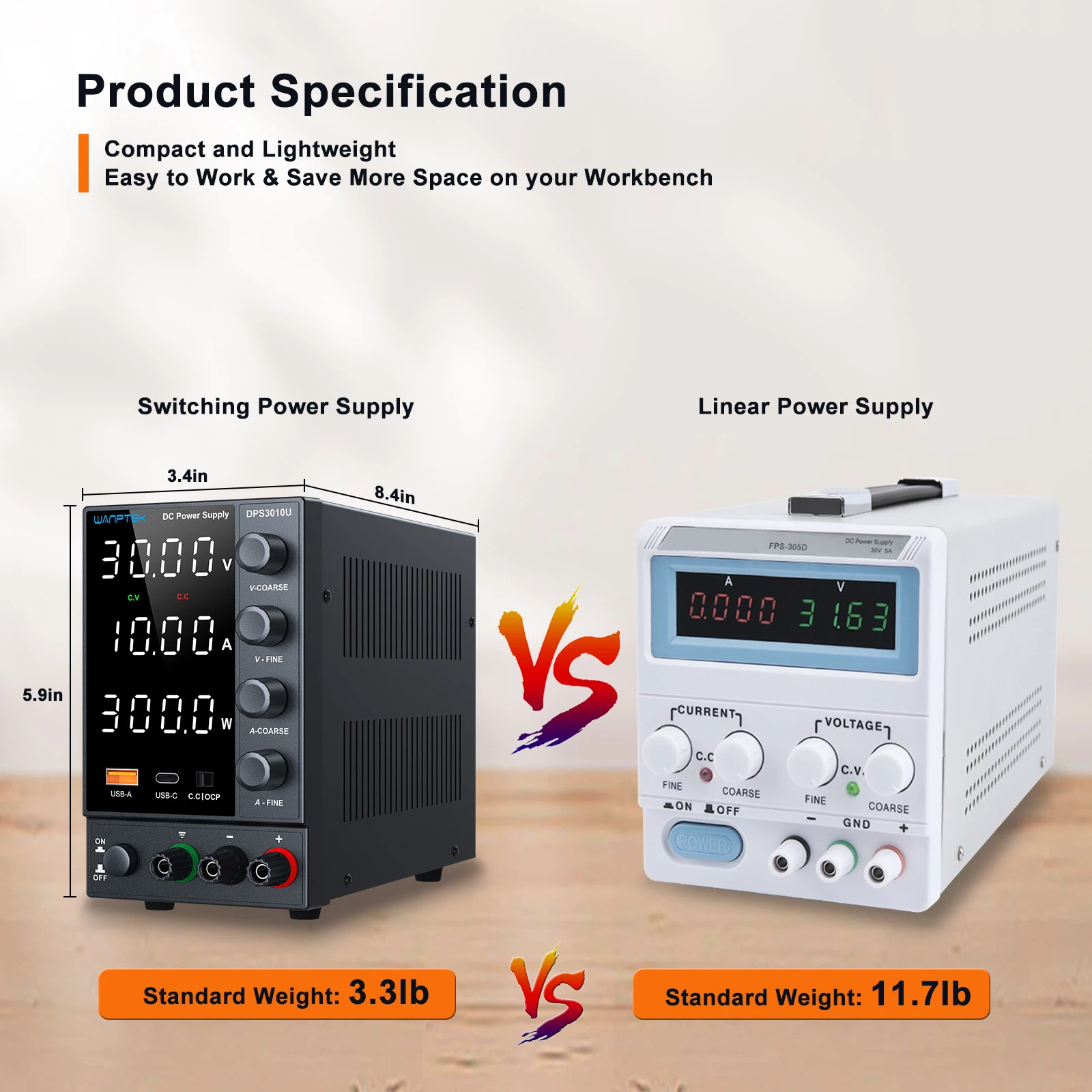 Wanptek Laboratory Power Supply 30V 5A 30V 10A 60V 5A 120V 3A with OCP Four Knobs Coarse Fine Adjustment DC Power Supply