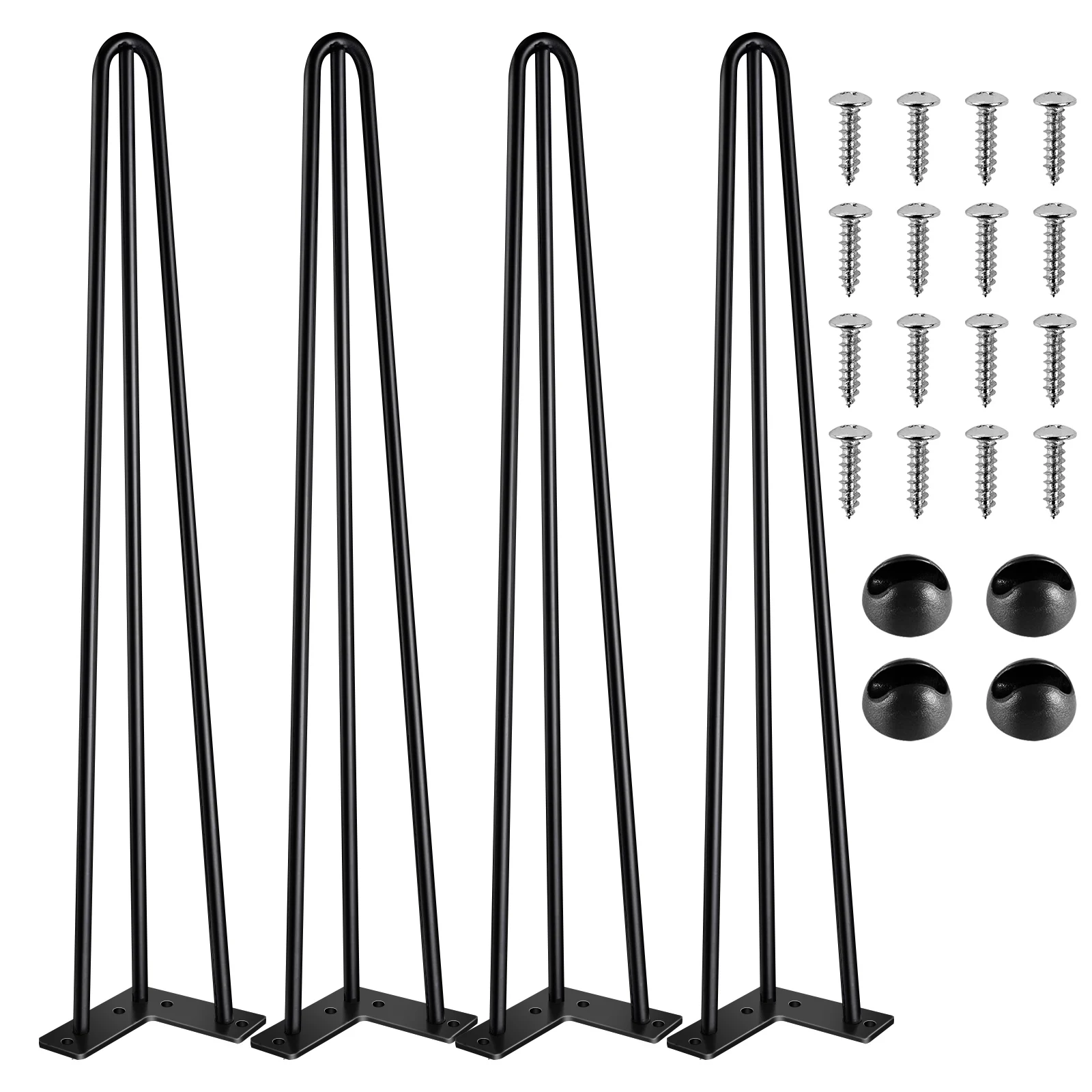 4/8/10/12/14/16/28/34IN 4 X Hairpin Table Hair Pin Legs Set with FREE Feet Protector & Screws for Furniture Bench Desk