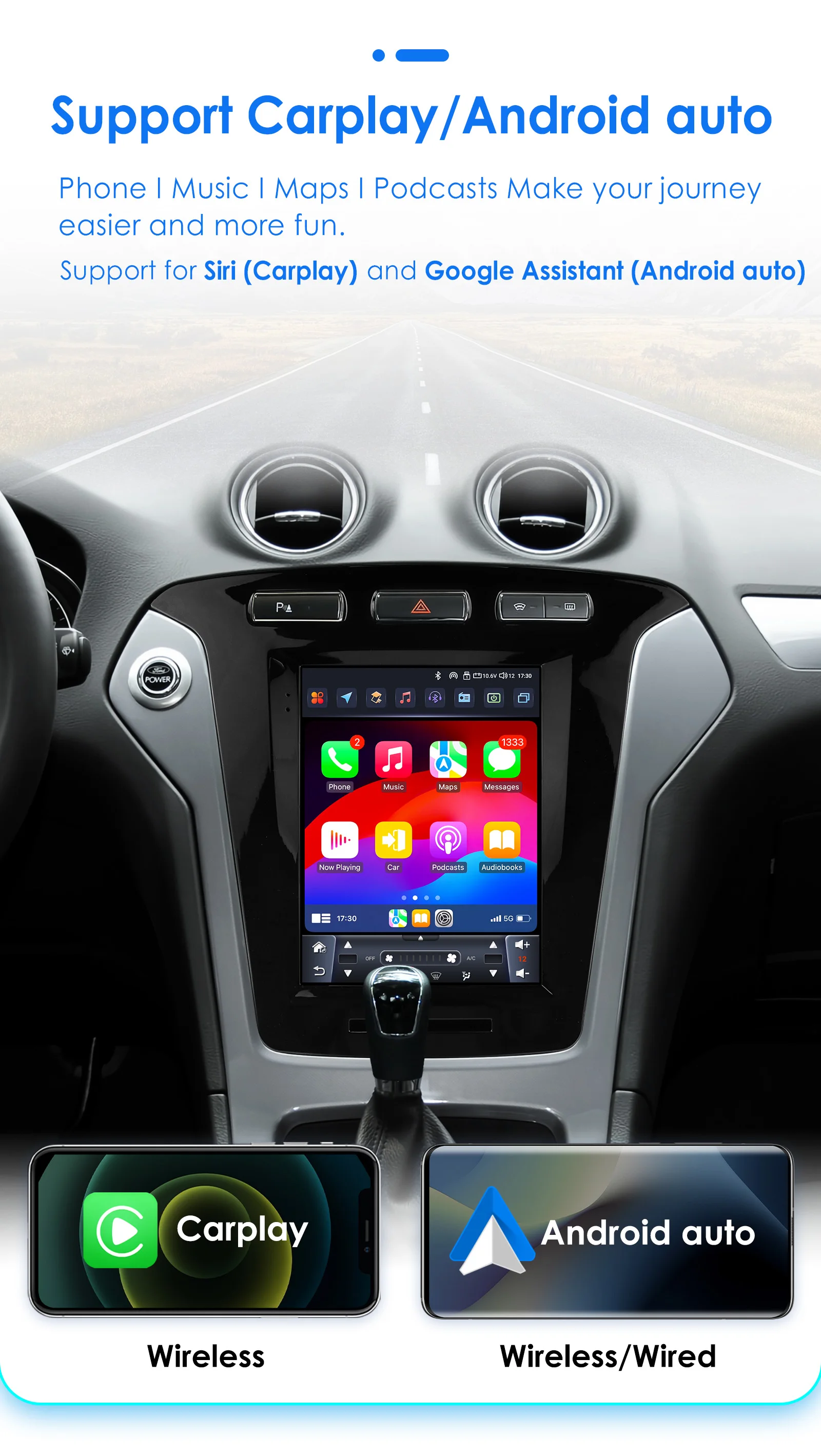 9.7inch 2 DIN Android 13 Car Radio for Ford Mondeo Mk4 Galaxy A/C 2011-2013 Multimedia Stereo Vertical Screen Carplay 360 Camera
