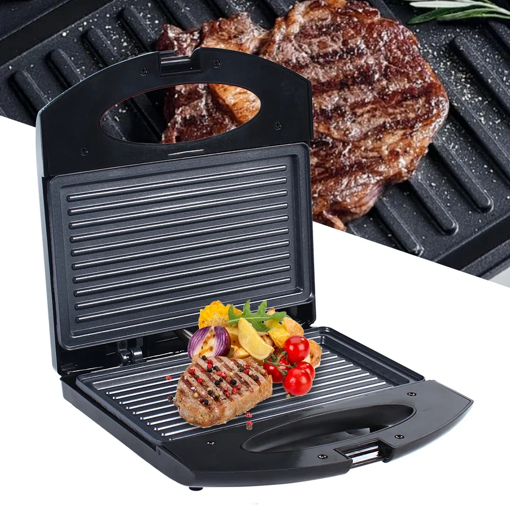 850W Electric Sandwich Maker Grill Panini Non Stick Pan Waffle Toaster Cake Breakfast Machine Barbecue Steak Frying Oven