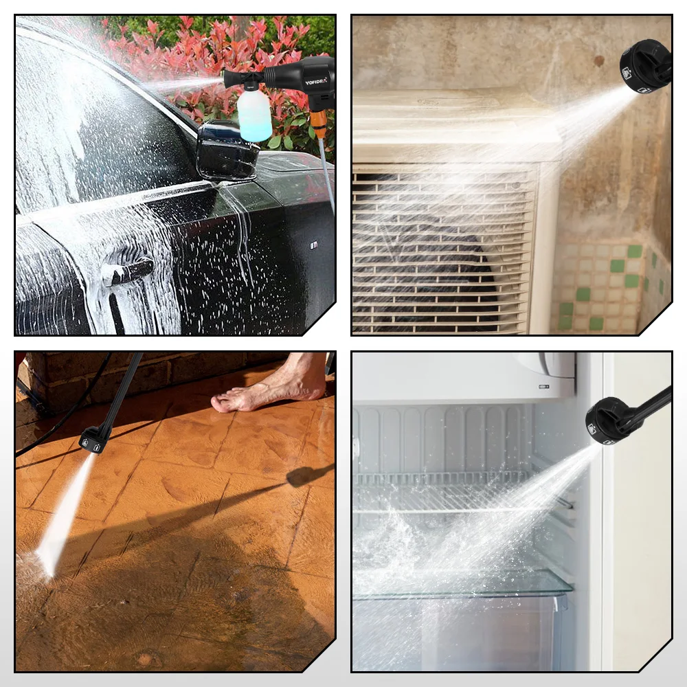 YOFIDRA 6 IN1 High Pressure Car Water Spray Gun 200Bar Cordless Garden Washing Machine Cleaner Power Tool For Makita Battery Pin