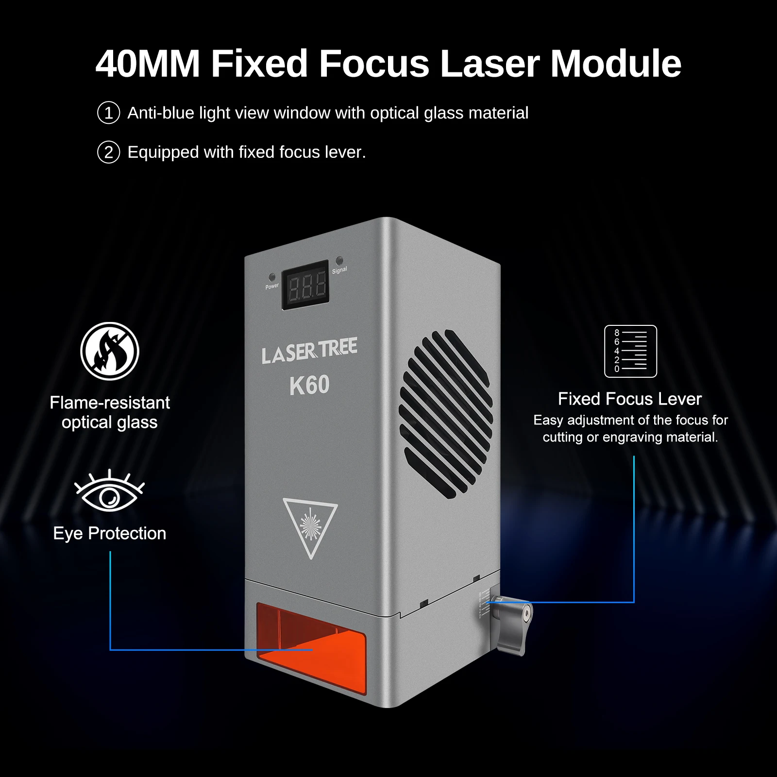 LASER TREE K60 60W Optical Power Laser Module Adjustable 20W/40W Power For CNC Laser Engraver Cutting Woodworking DIY Tools