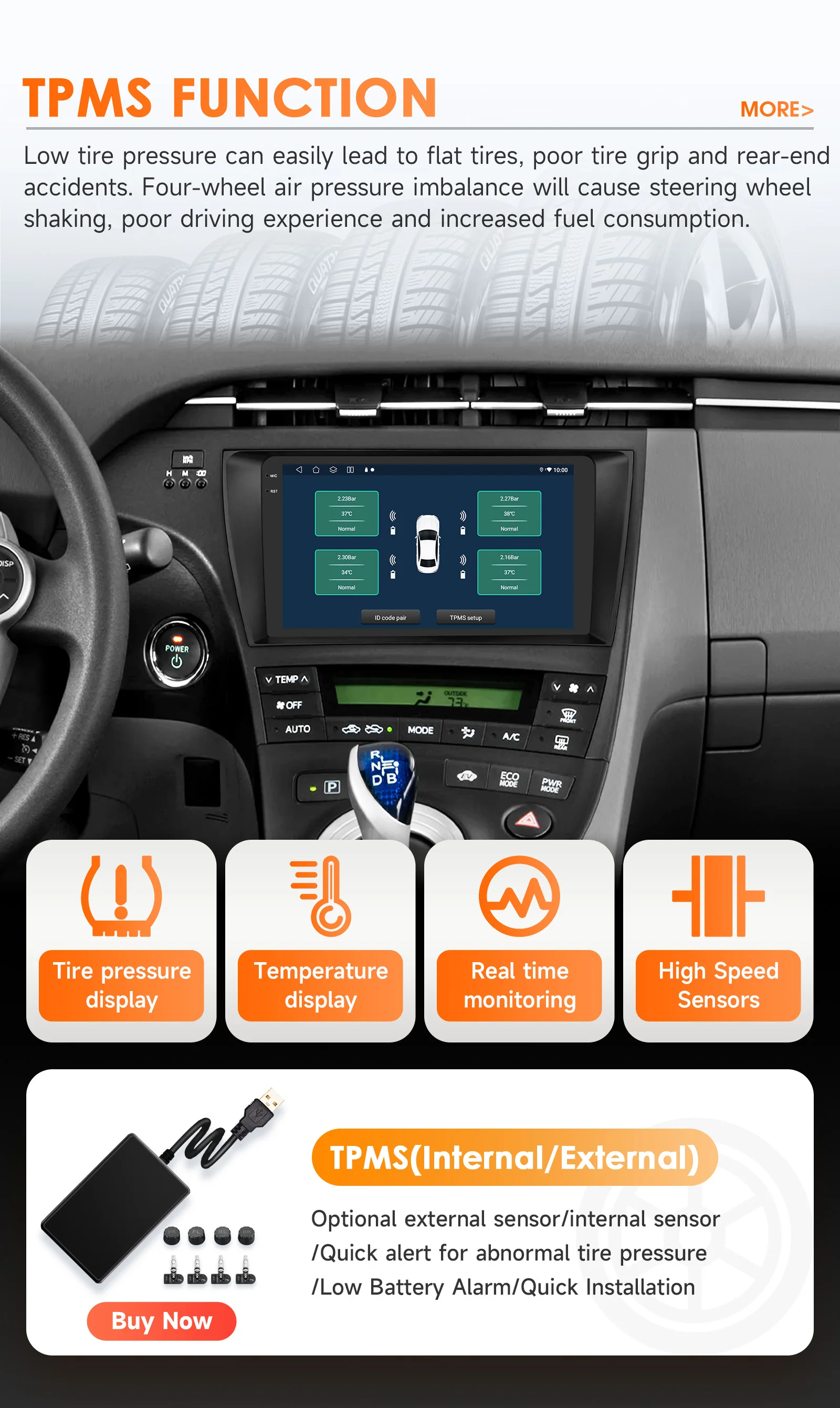 Hizpo 8 Core Android 14 Car Radio For Toyota Prius 3 2009 - 2015 Multimedia Video Player Navigation Stereo GPS Carplay 4G WIFI