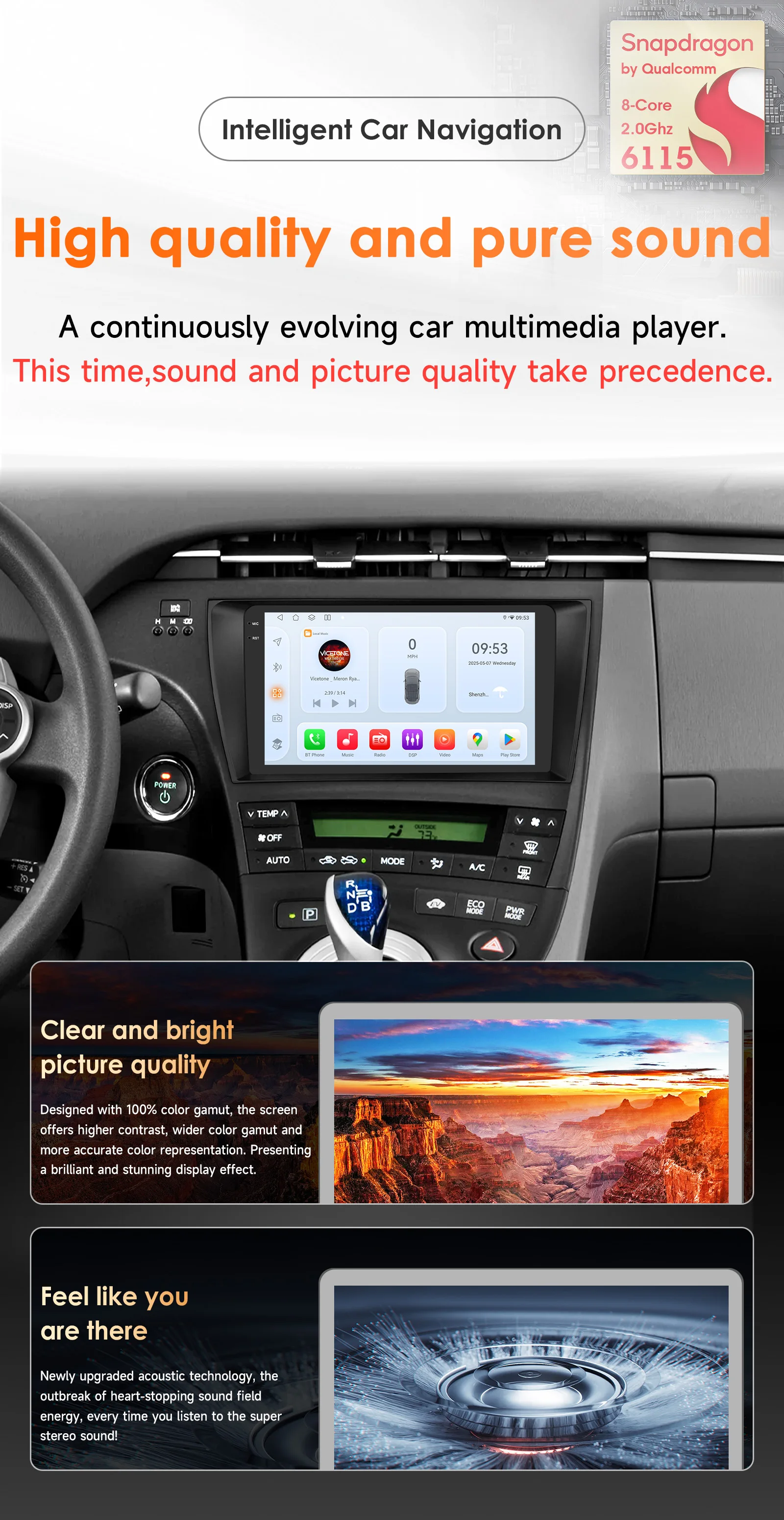 Hizpo 8 Core Android 14 Car Radio For Toyota Prius 3 2009 - 2015 Multimedia Video Player Navigation Stereo GPS Carplay 4G WIFI