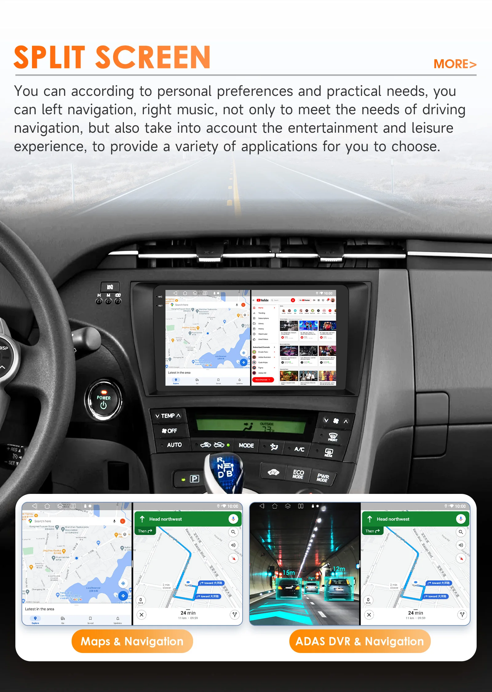 Hizpo 8 Core Android 14 Car Radio For Toyota Prius 3 2009 - 2015 Multimedia Video Player Navigation Stereo GPS Carplay 4G WIFI