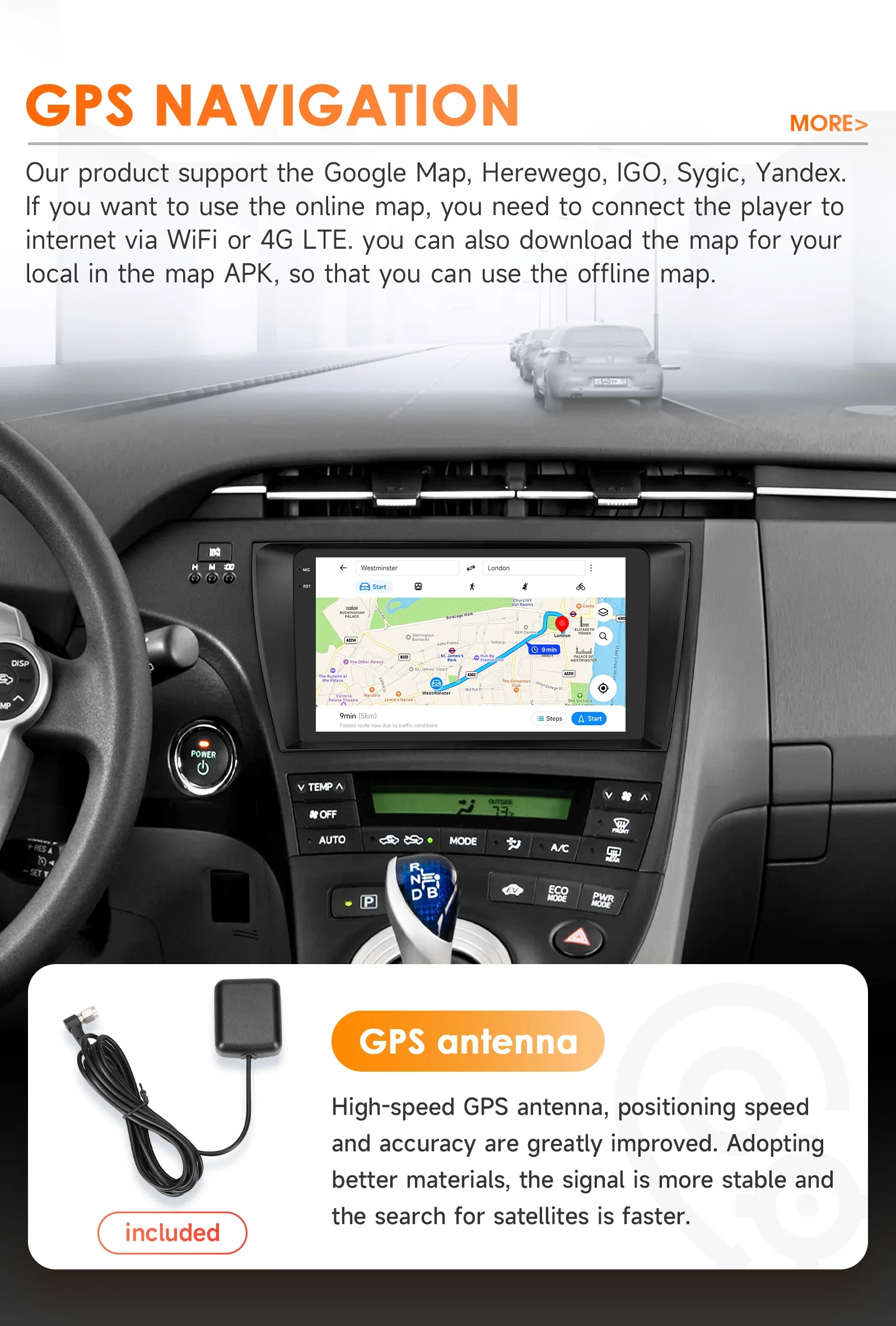 Hizpo 8 Core Android 14 Car Radio For Toyota Prius 3 2009 - 2015 Multimedia Video Player Navigation Stereo GPS Carplay 4G WIFI