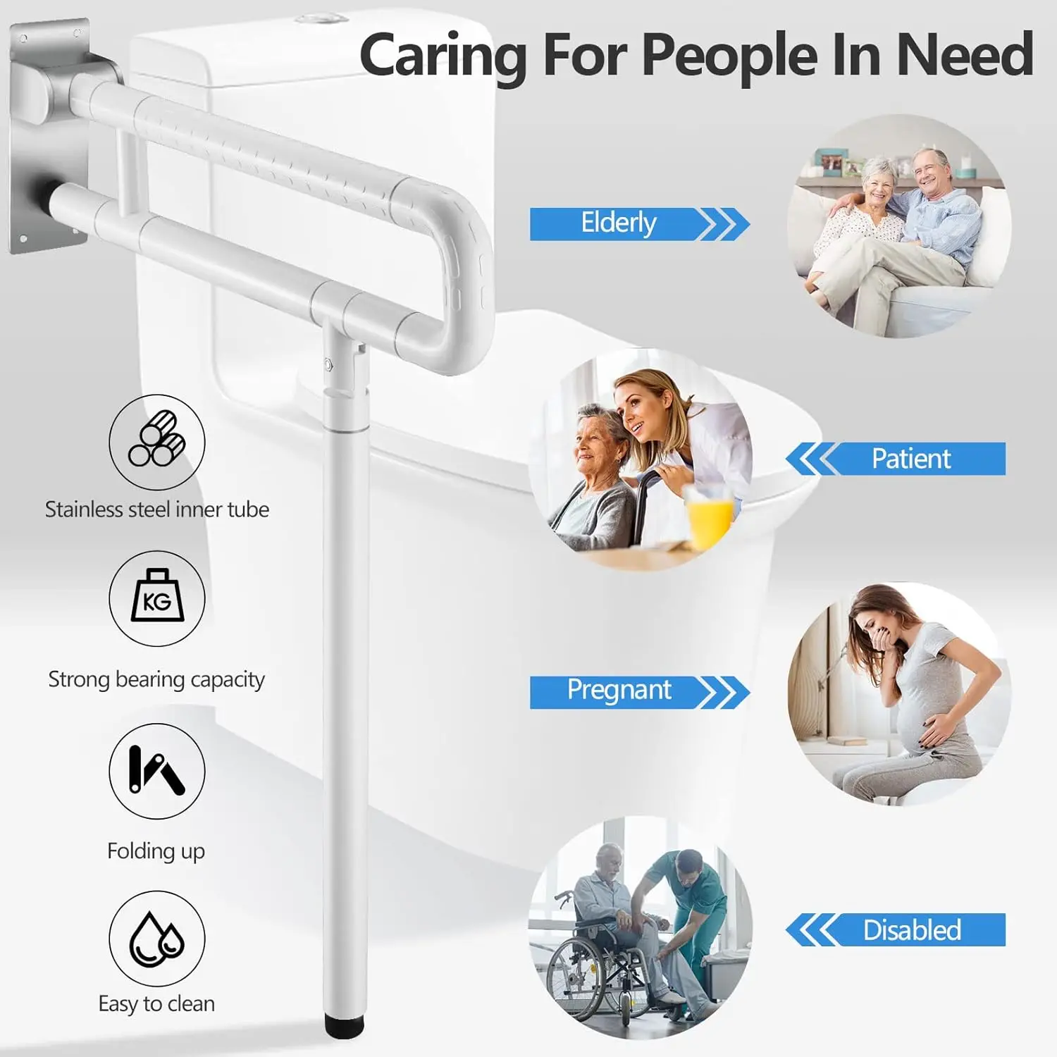 Toilet support pole white 60cm bathroom support pole stainless steel bathroom support pole foldable shower pole safety