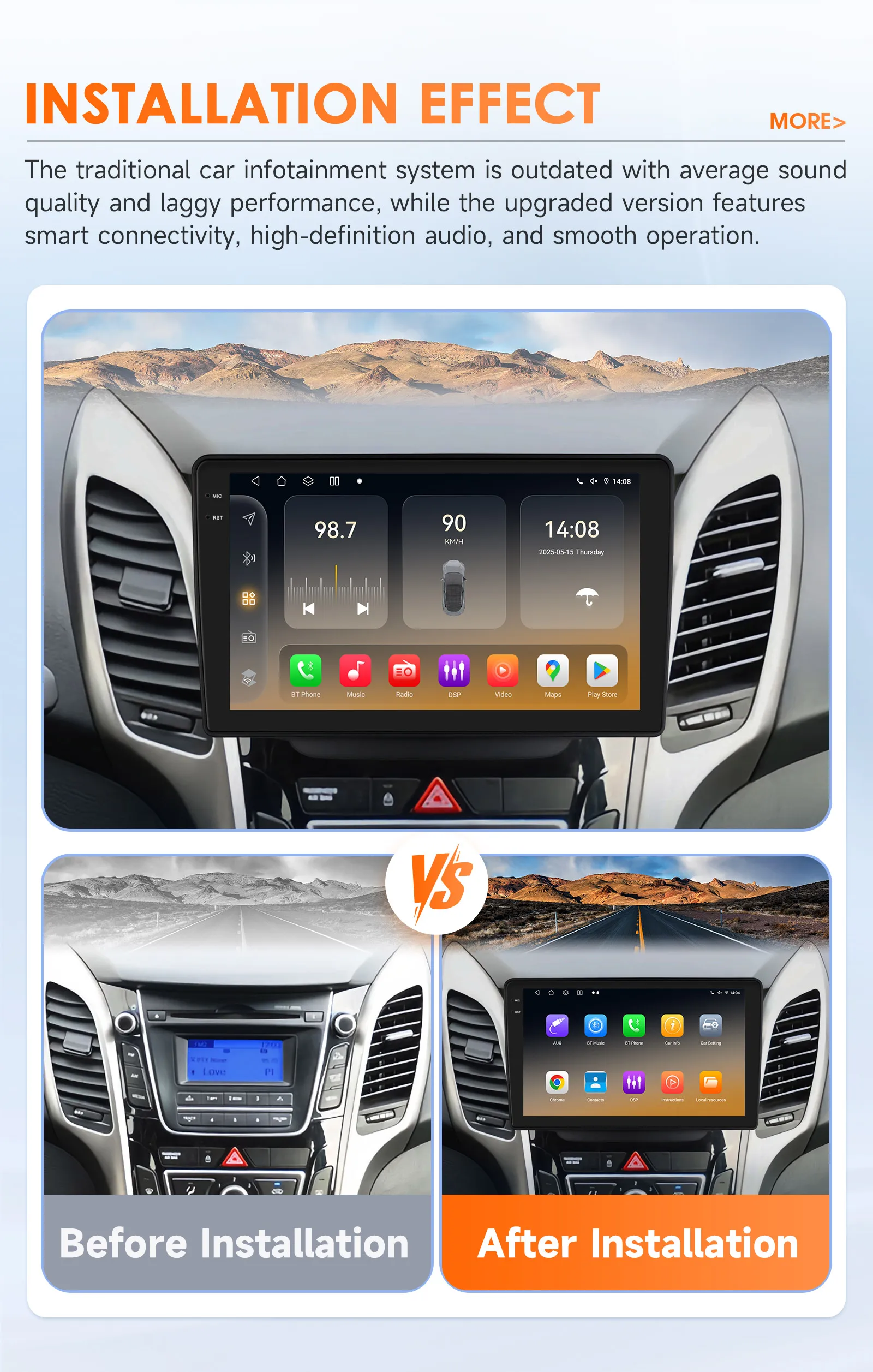 Hizpo Android 14 Car Radio For Hyundai i30 Grand Elantra Grant 2011 2012 2013 2014 2015 2016 2017 Carplay Multimidia Video GPS