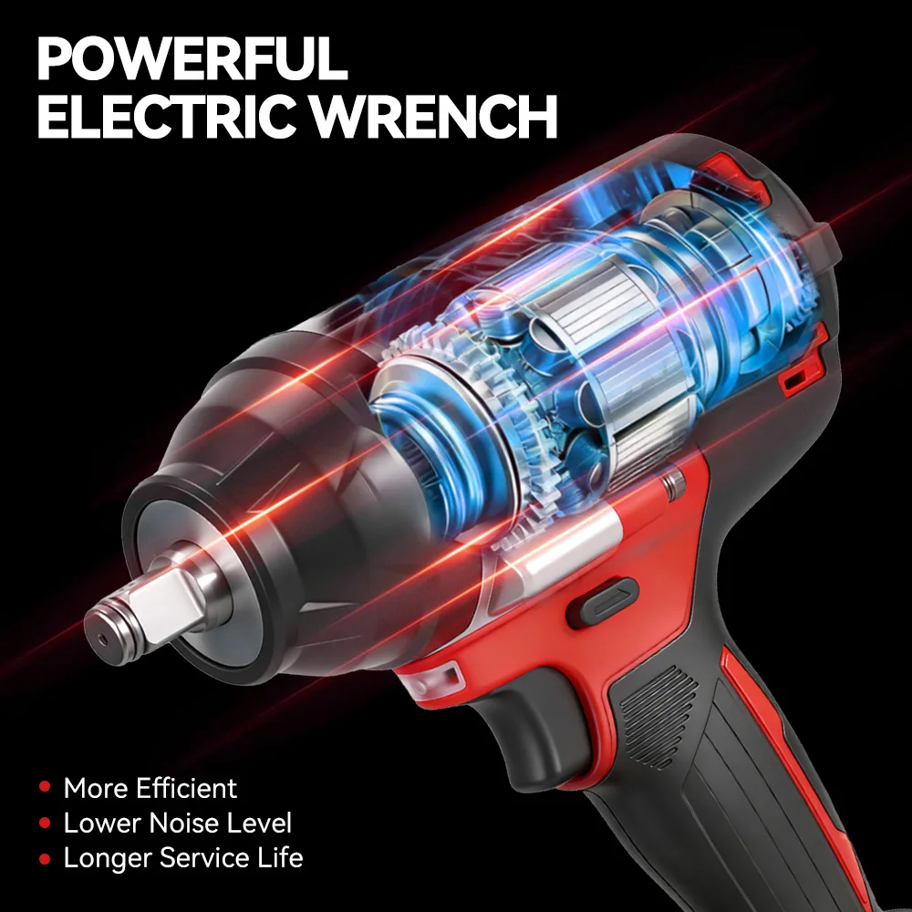 ONEVAN 1/2 Inch 1800N.M Brushless Electric Impact Wrench Cordless Screwdriver Gun Car Repair Power Tool For Makita Battery Pin