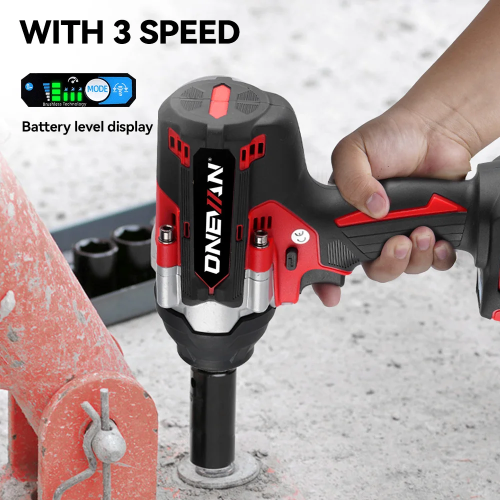 ONEVAN 1/2 Inch 1800N.M Brushless Electric Impact Wrench Cordless Screwdriver Gun Car Repair Power Tool For Makita Battery Pin