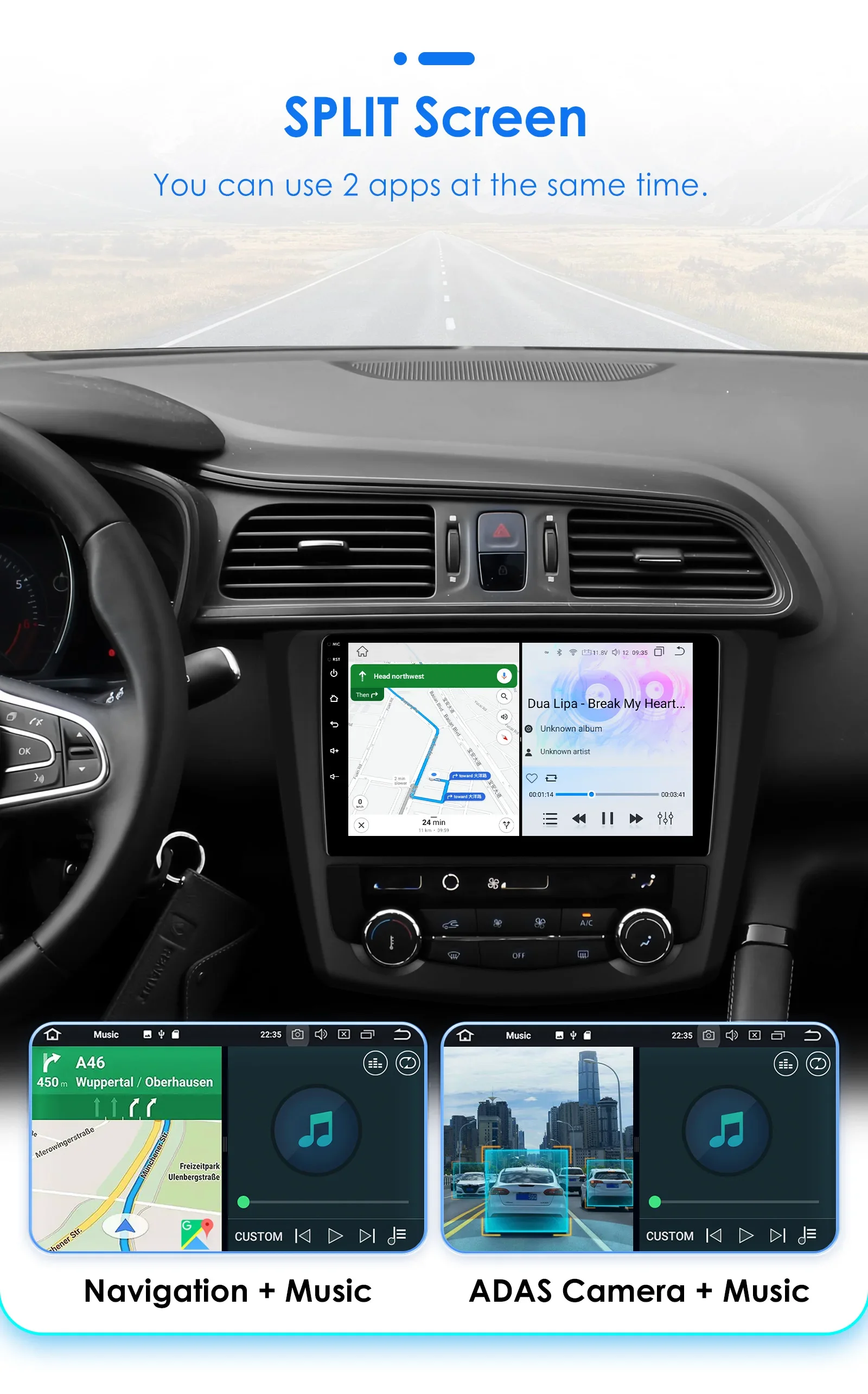 9" Hizpo 2Din Android14 Car Radio for Renault Kadjar 2015 - 2019 DSP RDS GPS Navigation Auto 4G BT CarPlay UIS7862 Multimedia