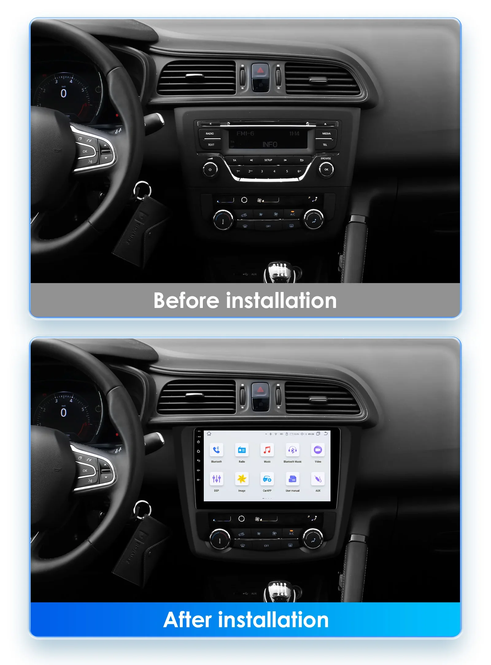 9" Hizpo 2Din Android14 Car Radio for Renault Kadjar 2015 - 2019 DSP RDS GPS Navigation Auto 4G BT CarPlay UIS7862 Multimedia