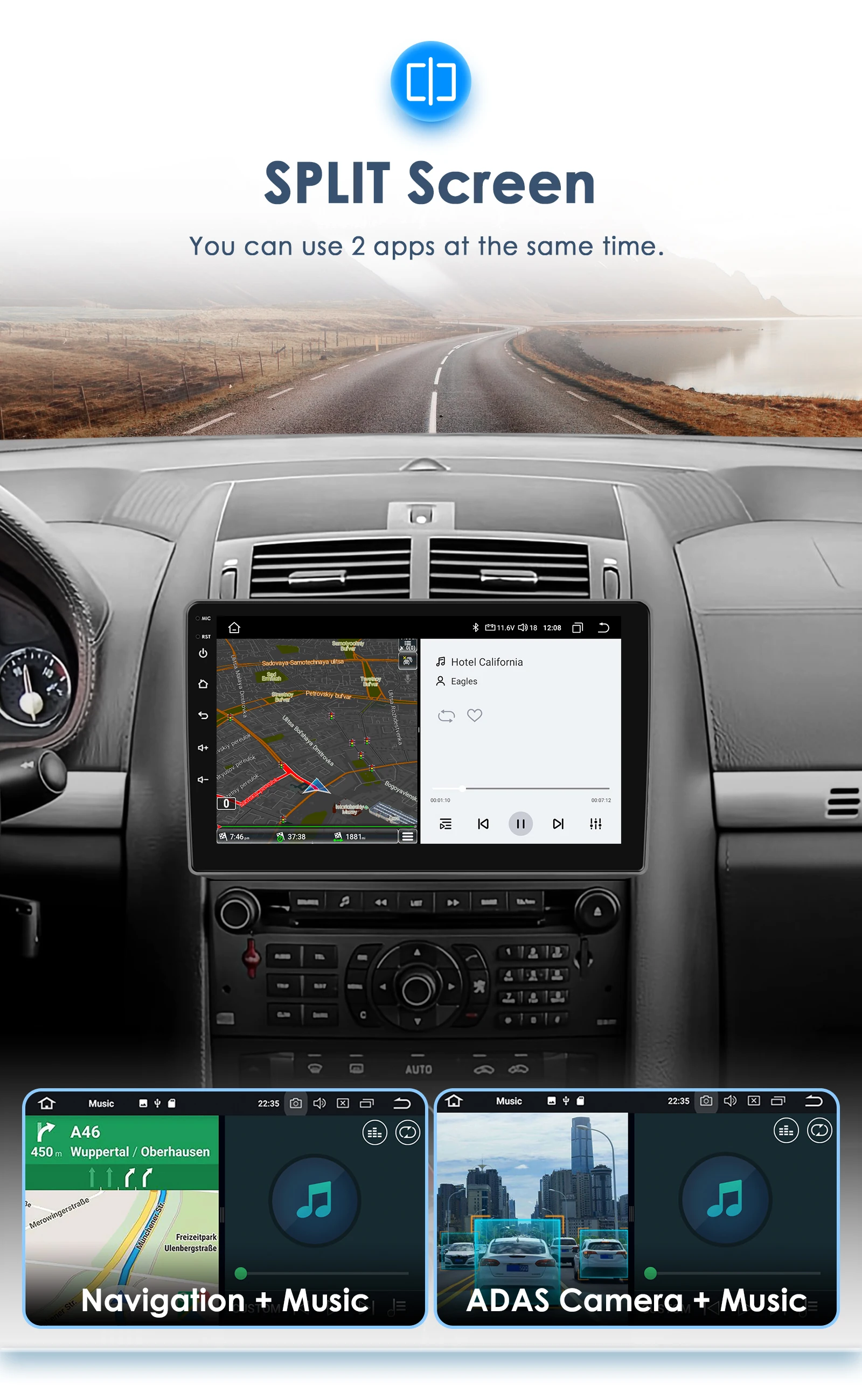 Hizpo 2Din Android13 Car Radio for Peugeot 407 CC SW 2004 - 2011 Wireless Android Auto CarPlay GPS RDS DSP 4G BT SWC UI8581