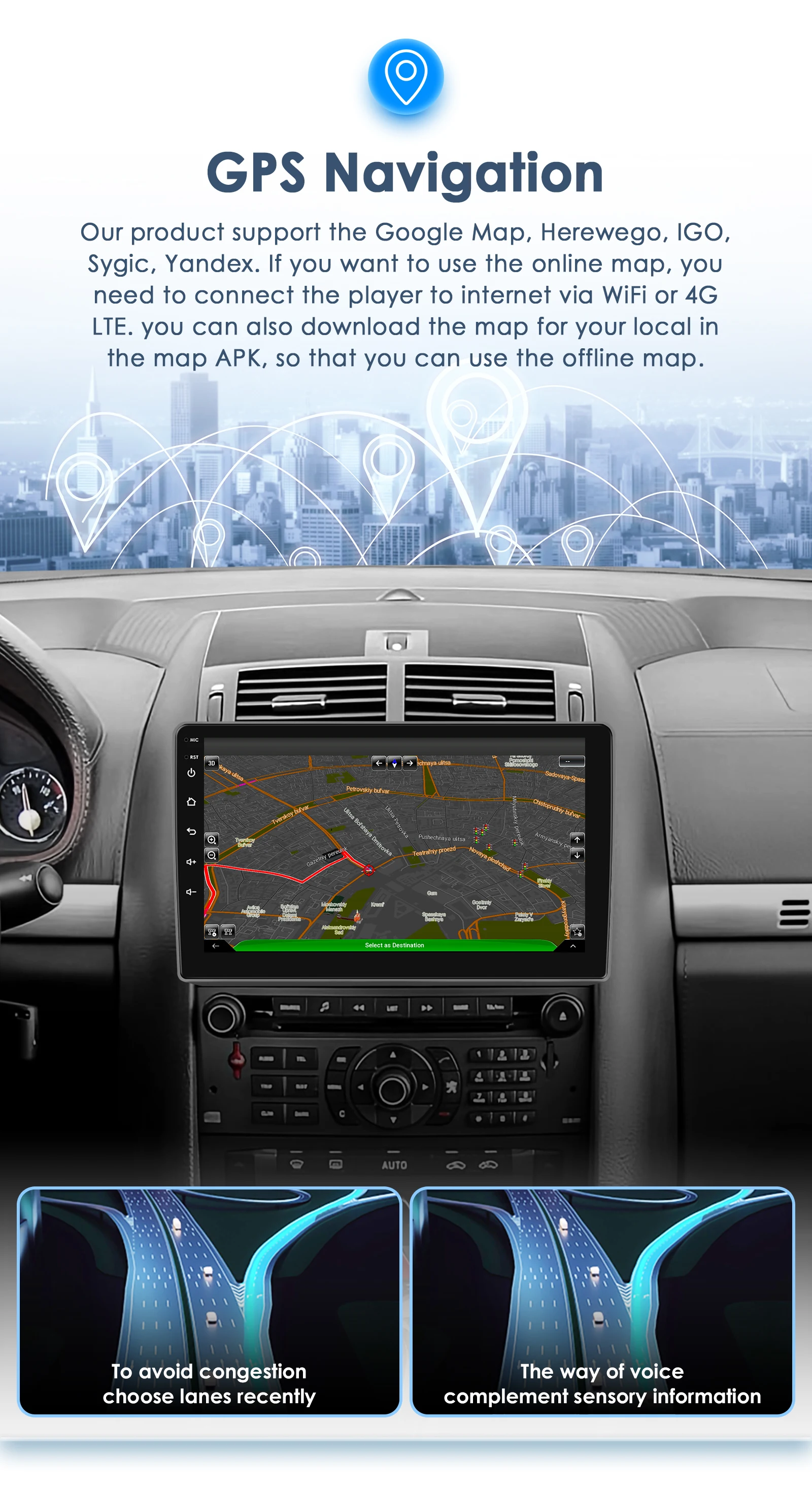Hizpo 2Din Android13 Car Radio for Peugeot 407 CC SW 2004 - 2011 Wireless Android Auto CarPlay GPS RDS DSP 4G BT SWC UI8581