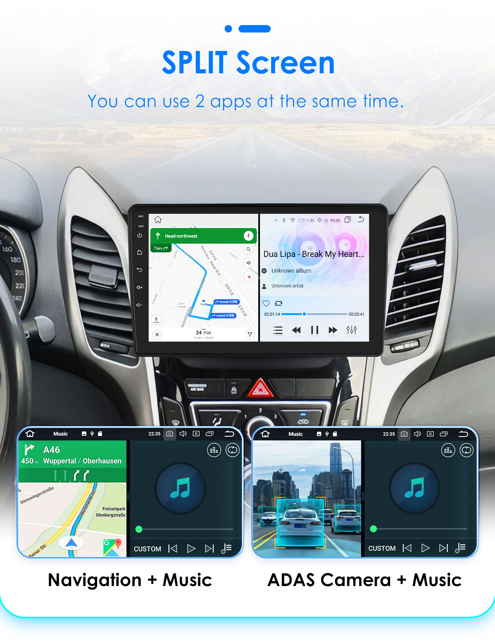 Hizpo 2Din 9inch Android Auto Car Radio for Hyundai i30 Elantra GT 2011- 2017 Navigation GPS DSP RDS BT 4G SWC CarPlay