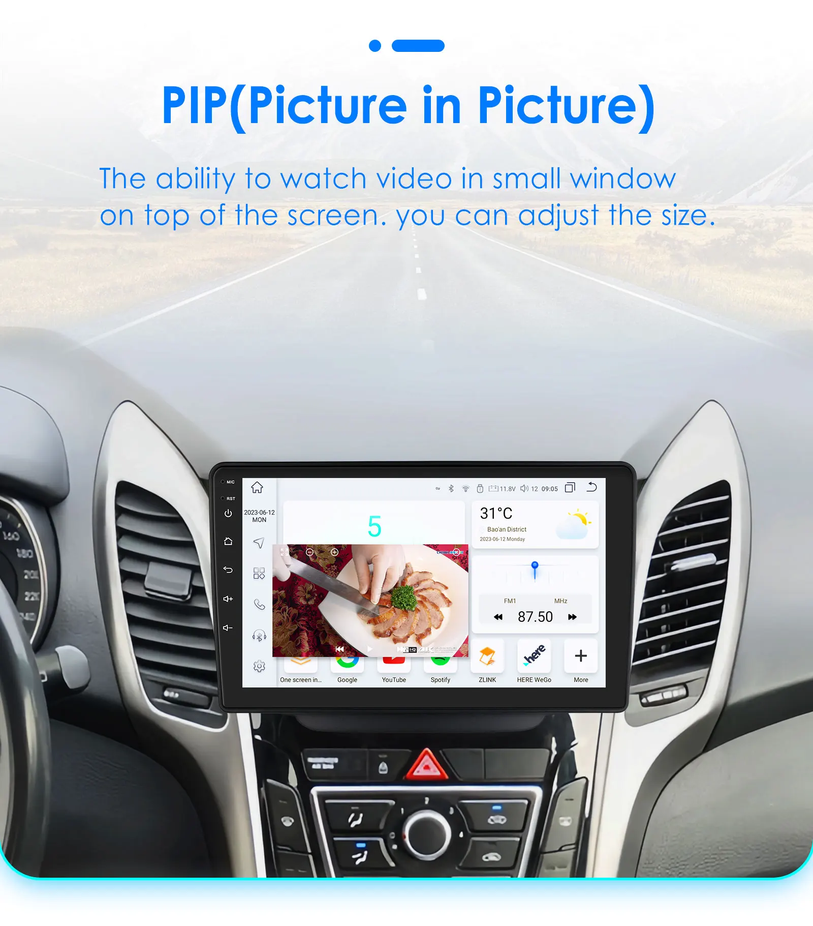 Hizpo 2Din 9inch Android Auto Car Radio for Hyundai i30 Elantra GT 2011- 2017 Navigation GPS DSP RDS BT 4G SWC CarPlay