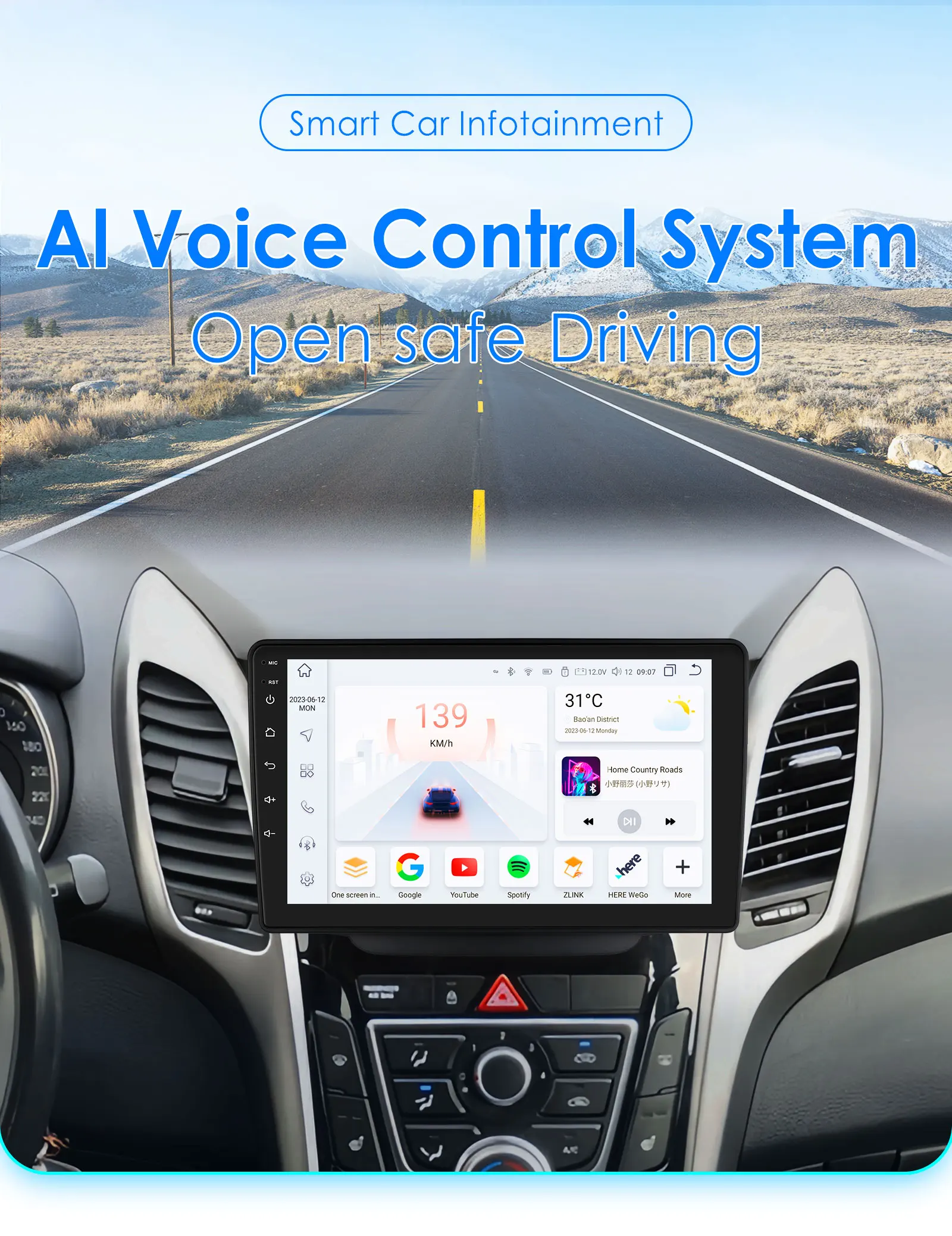 Hizpo 2Din 9inch Android Auto Car Radio for Hyundai i30 Elantra GT 2011- 2017 Navigation GPS DSP RDS BT 4G SWC CarPlay