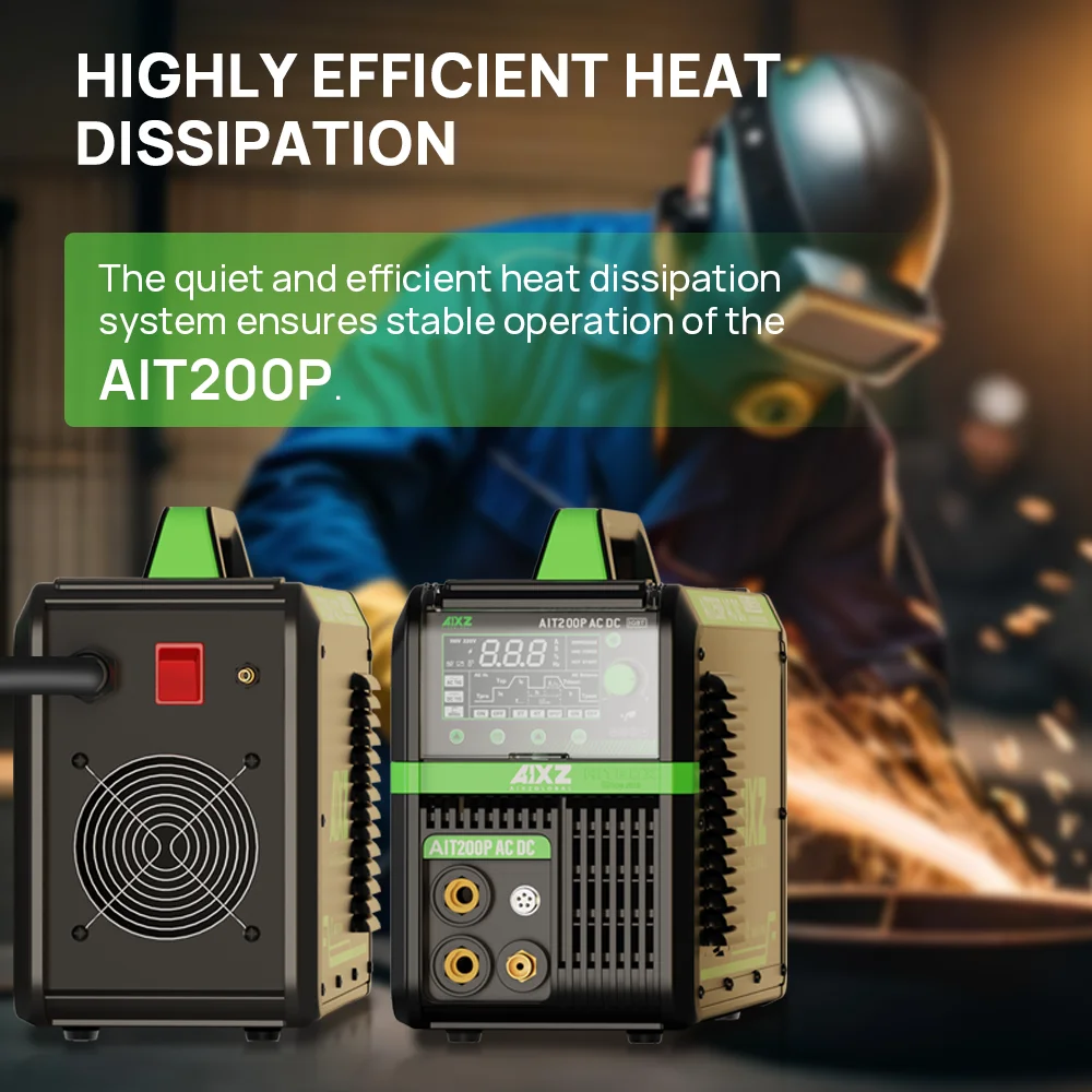 AIXZ 200 Amps 5 in 1 Aluminum Welding Machine AIT200P AC DC Pulse HF TIG Welder IGBT Inverter Hot Start Arc Force Anti-Stick 2T/4T Multifunction Home DIY Welders for Stainless Steels Aluminum Copper