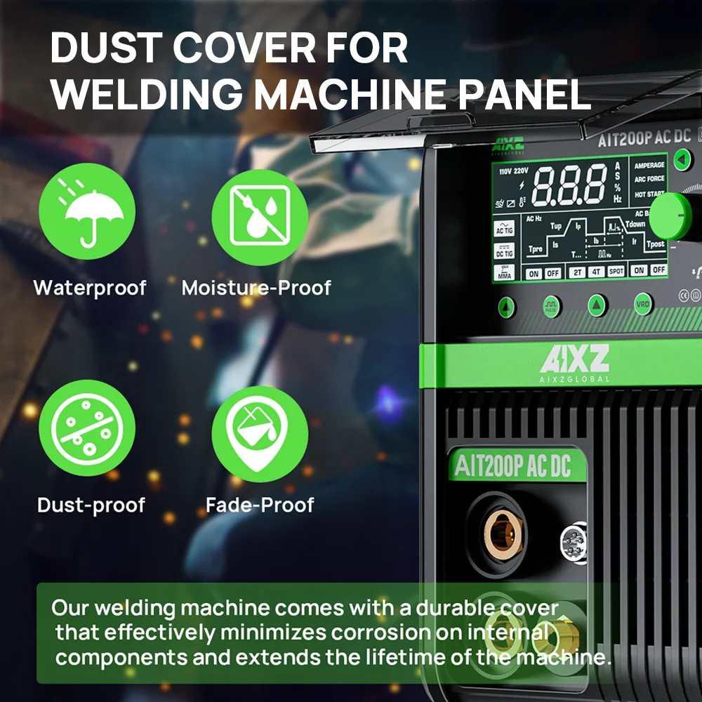 AIXZ 200 Amps 5 in 1 Aluminum Welding Machine AIT200P AC DC Pulse HF TIG Welder IGBT Inverter Hot Start Arc Force Anti-Stick 2T/4T Multifunction Home DIY Welders for Stainless Steels Aluminum Copper