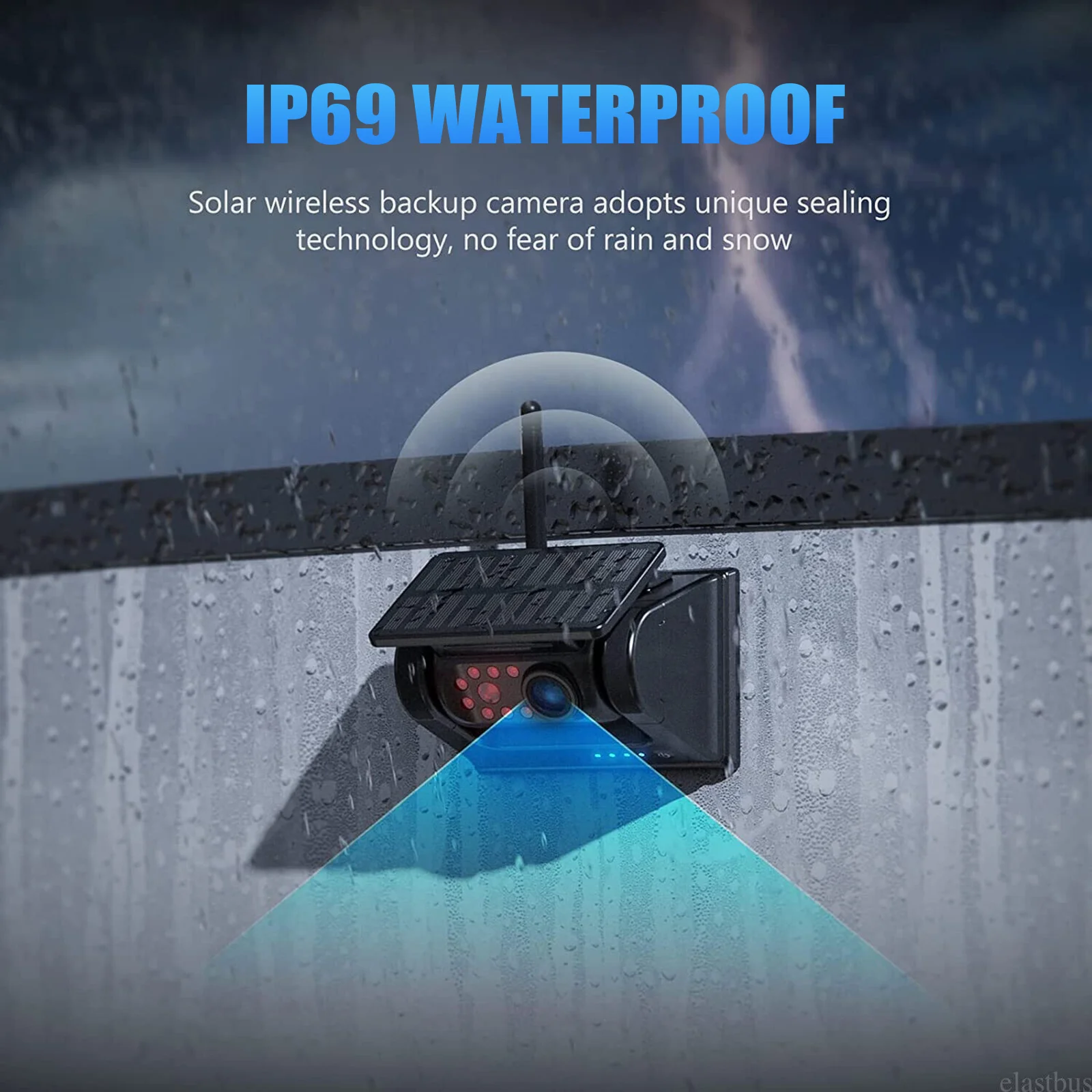 ESSGOO 7" 1080P IPS DVR Monitor Solar Powered Wireless Rear View Reverse Camera Magnetic Base For Vans Trailer RV Truck Car