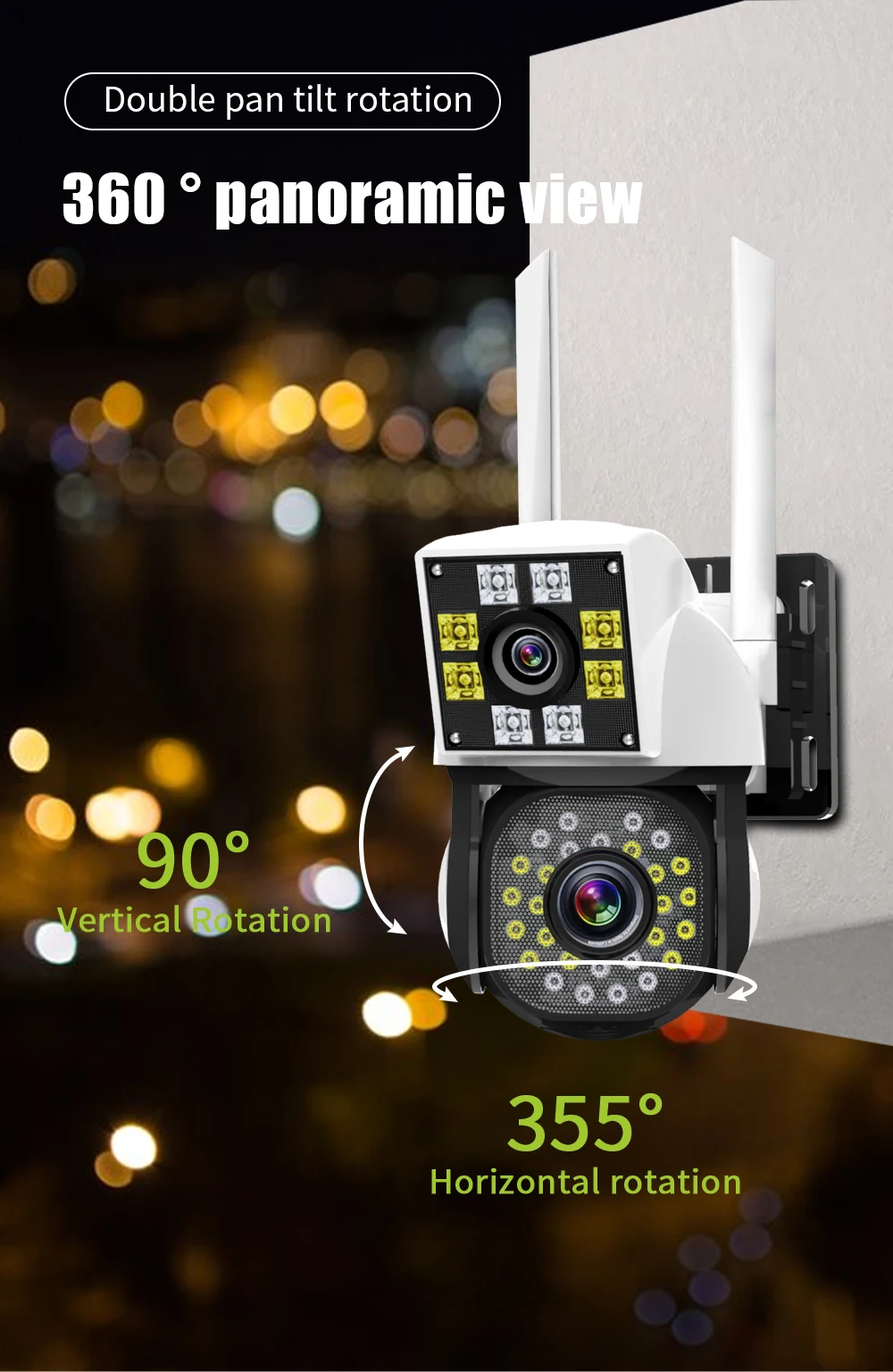 8MP 4K Wireless Monitoring Security Camera Outdoor Dual Lens Pan Tilt IP Camera AI Motion Detection Smart Home Security Camera