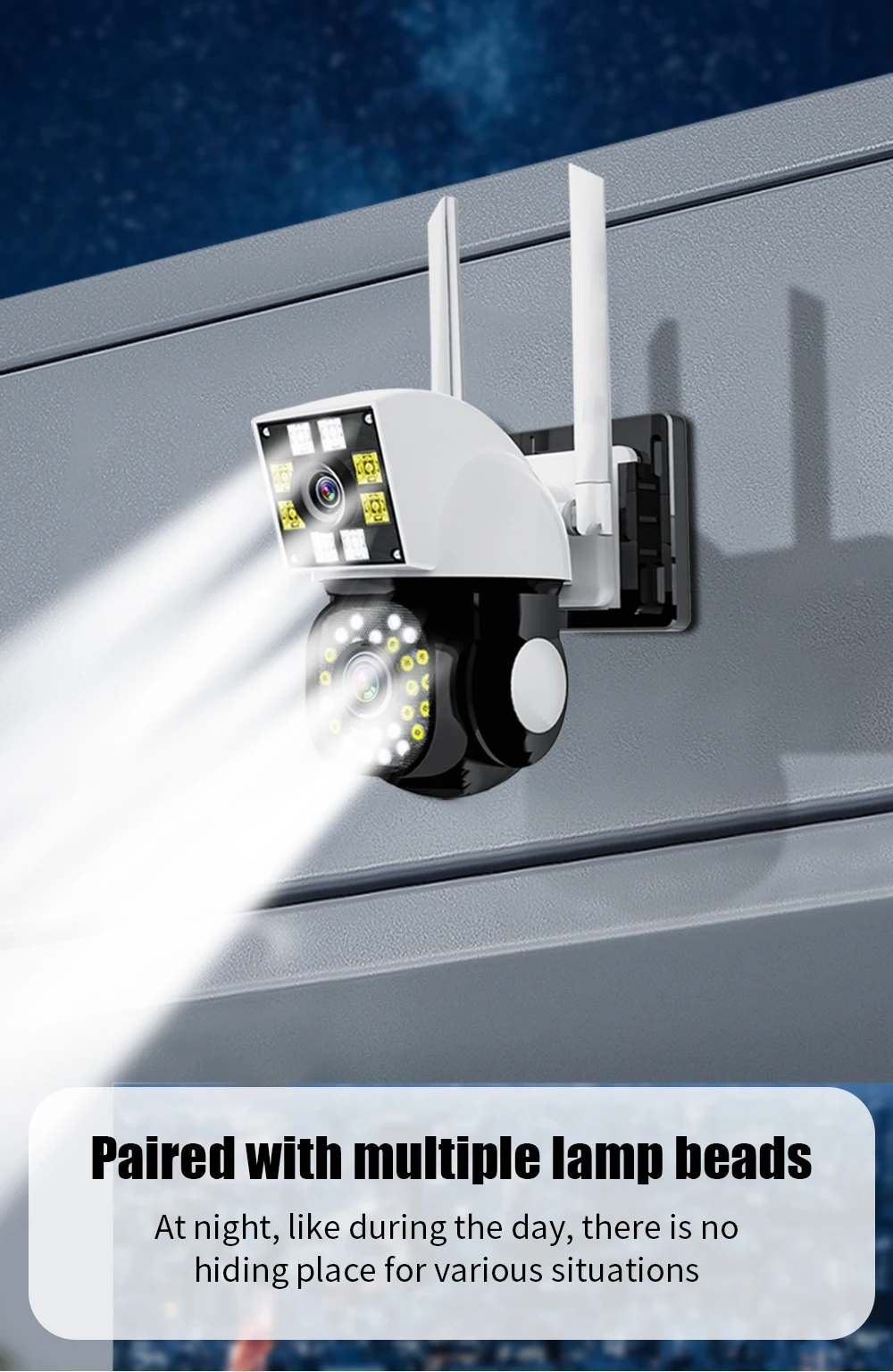 8MP 4K Wireless Monitoring Security Camera Outdoor Dual Lens Pan Tilt IP Camera AI Motion Detection Smart Home Security Camera