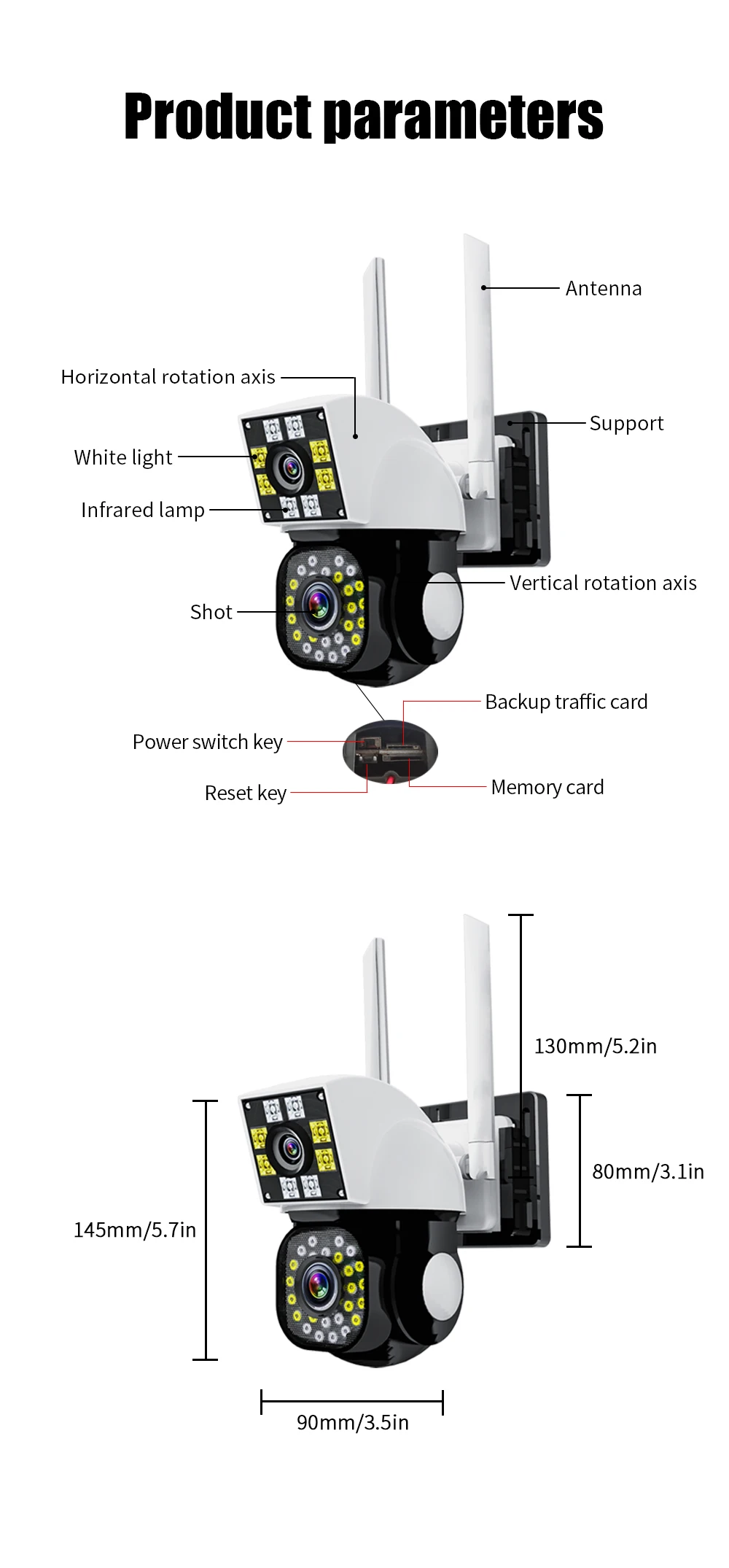 8MP 4K Wireless Monitoring Security Camera Outdoor Dual Lens Pan Tilt IP Camera AI Motion Detection Smart Home Security Camera