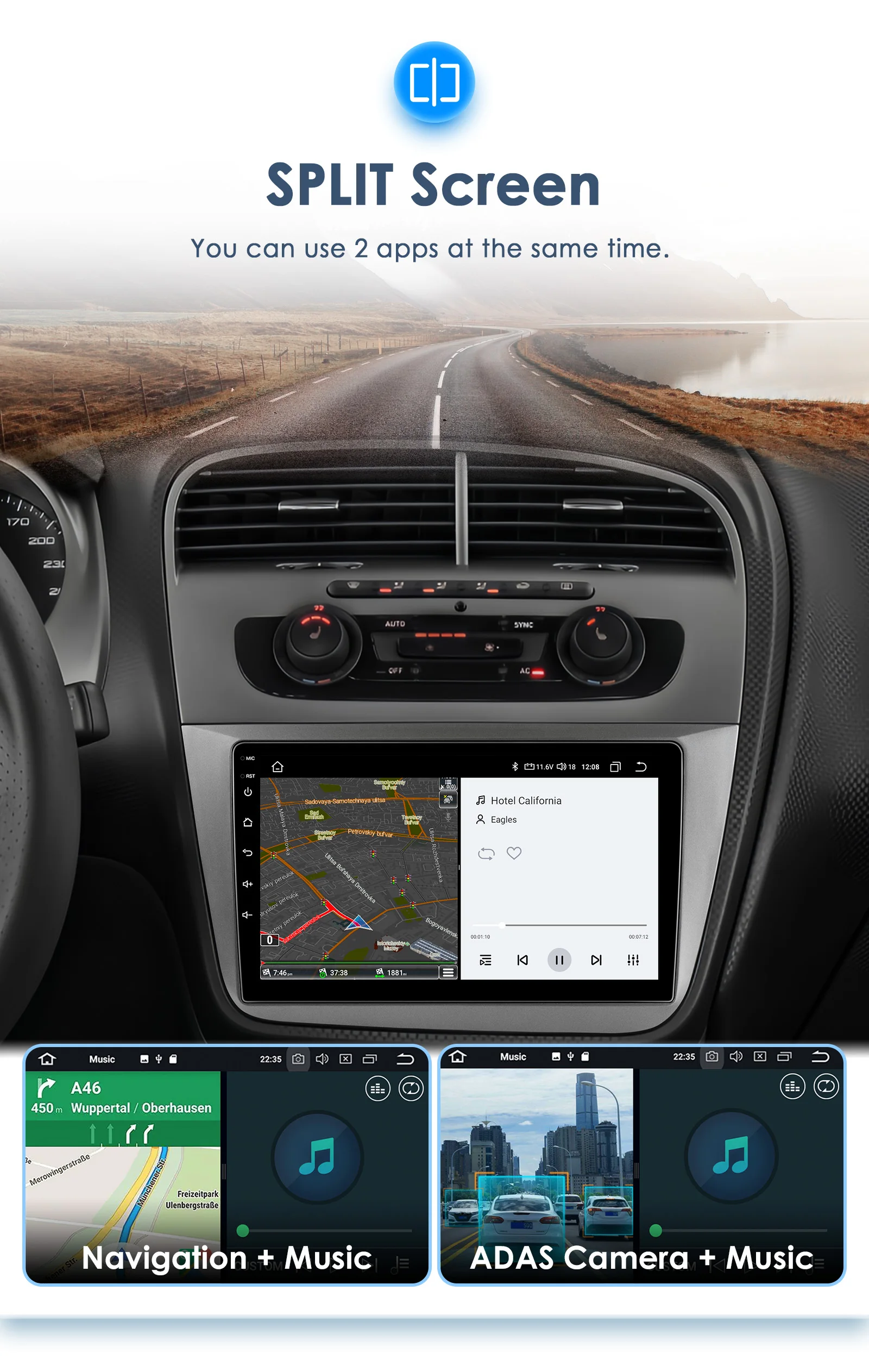Hizpo 2Din 9inch Android13 Car Radio for Seat Altea 2004 - 2015 Toledo 2004 - 2009 Android Auto CarPlay DSP RDS GPS 4G BT UI8581