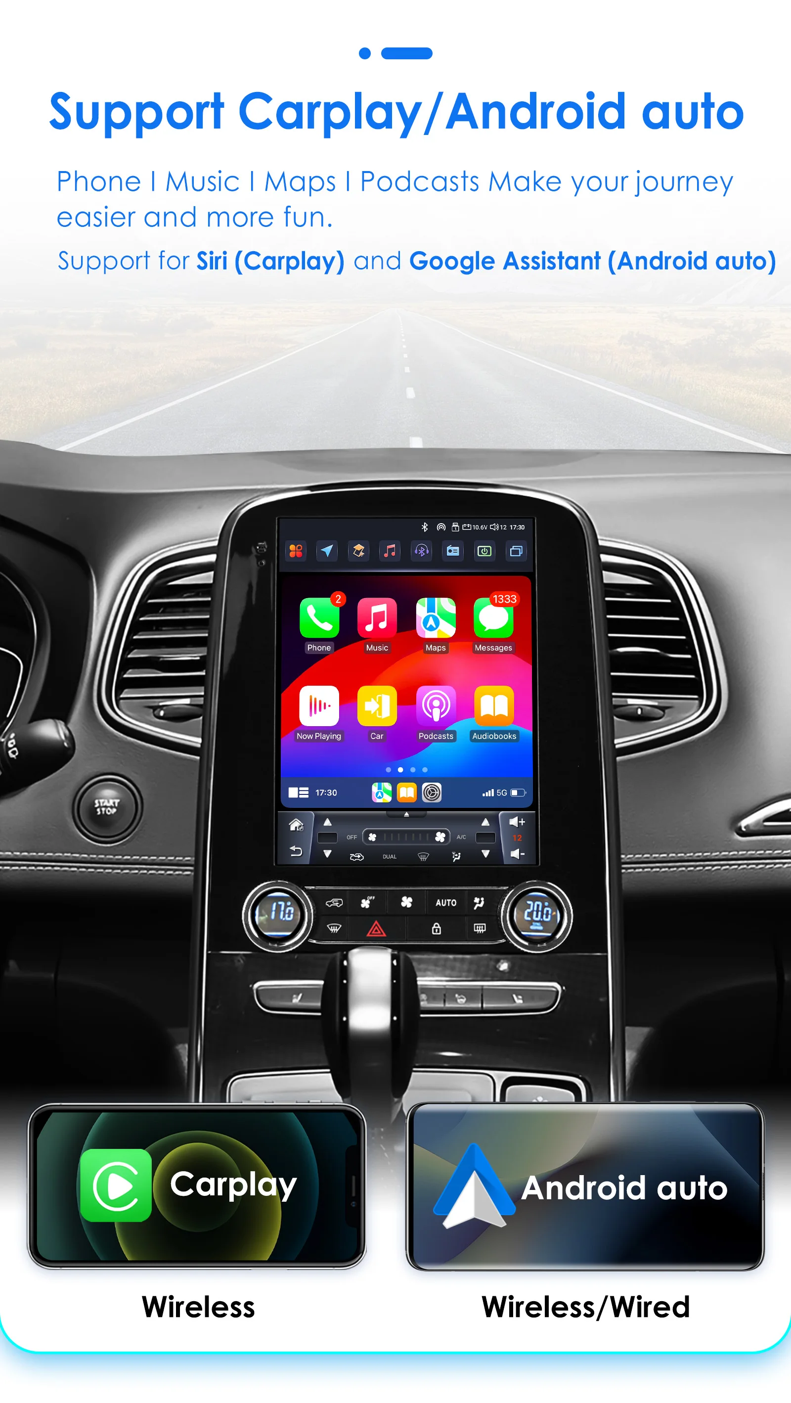 Hizpo For Tesla Style Car Radio For Renault Scenic 2013 - 2024 Wireless Carplay 4G GPS Multimedia GPS 2din Autoradio 9.7 Inch BT