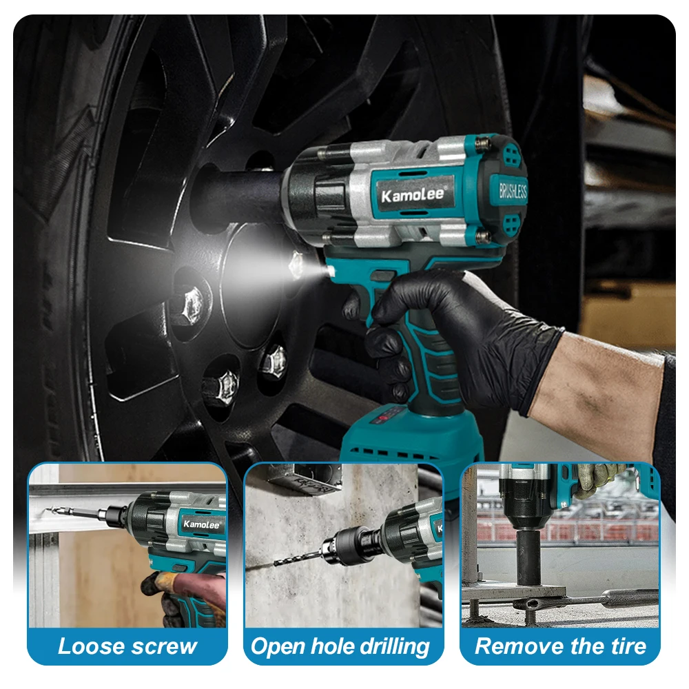 【2100N.m】Kamolee Electric Impact Wrench 2100 N.m High Torque 1/2 Inch Compatible With 18V Makita Battery