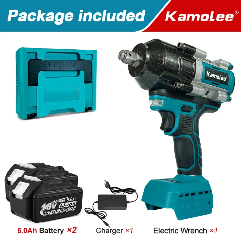 【2100N.m】Kamolee Electric Impact Wrench 2100 N.m High Torque 1/2 Inch Compatible With 18V Makita Battery