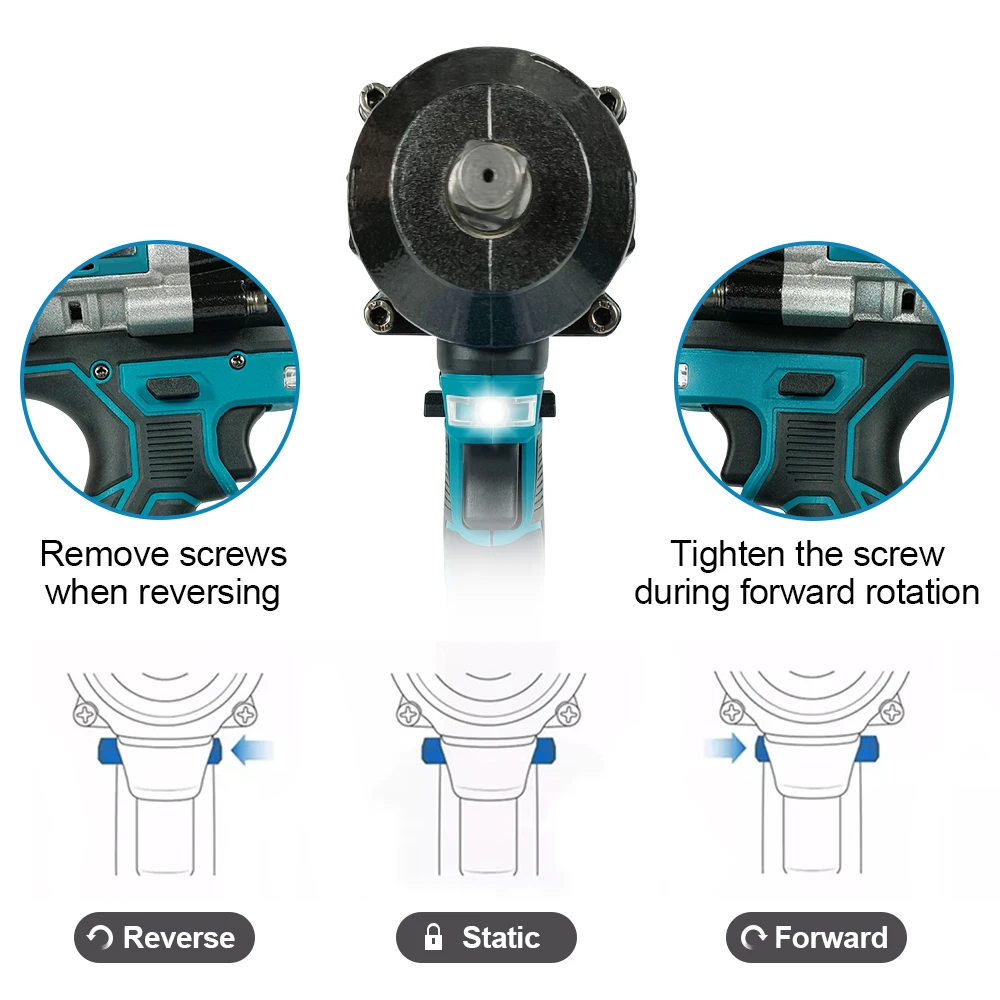 【2100N.m】Kamolee Electric Impact Wrench 2100 N.m High Torque 1/2 Inch Compatible With 18V Makita Battery