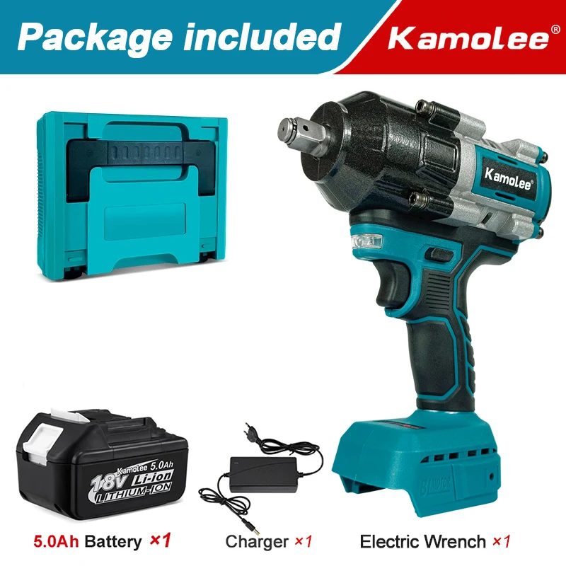 【2100N.m】Kamolee Electric Impact Wrench 2100 N.m High Torque 1/2 Inch Compatible With 18V Makita Battery
