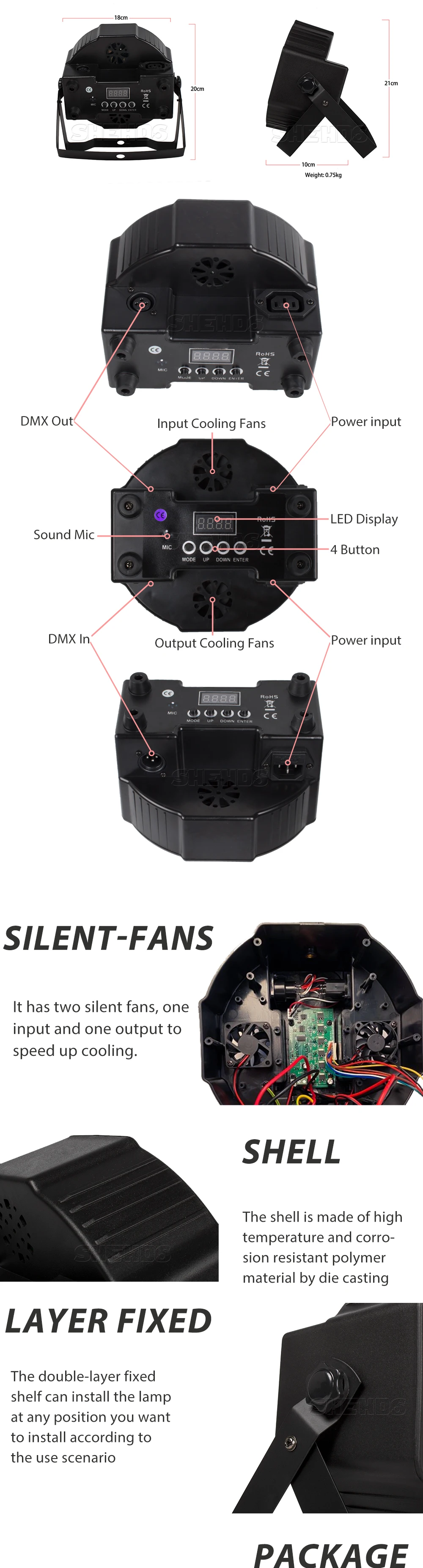 SHEHDS 2Pcs 18x18W 7x18W 6in1 18x12W 4in1RGBW LED Flat Par Lighting For DJ Disco Club Wedding Party Wash Effect