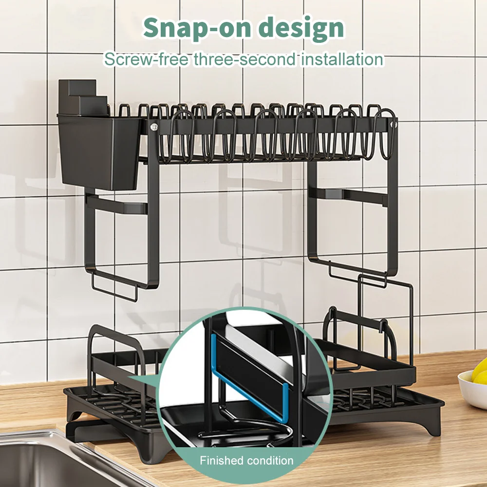 Dish Drying Rack Kitchen 2 Tier Plates Organizer Dish Bowl Drainer Storage Rack Kitchen Accessories