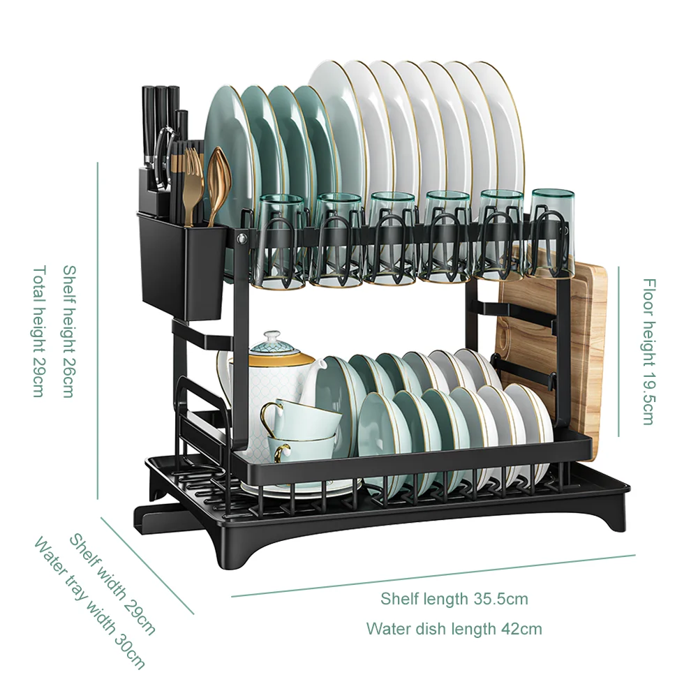 Dish Drying Rack Kitchen 2 Tier Plates Organizer Dish Bowl Drainer Storage Rack Kitchen Accessories